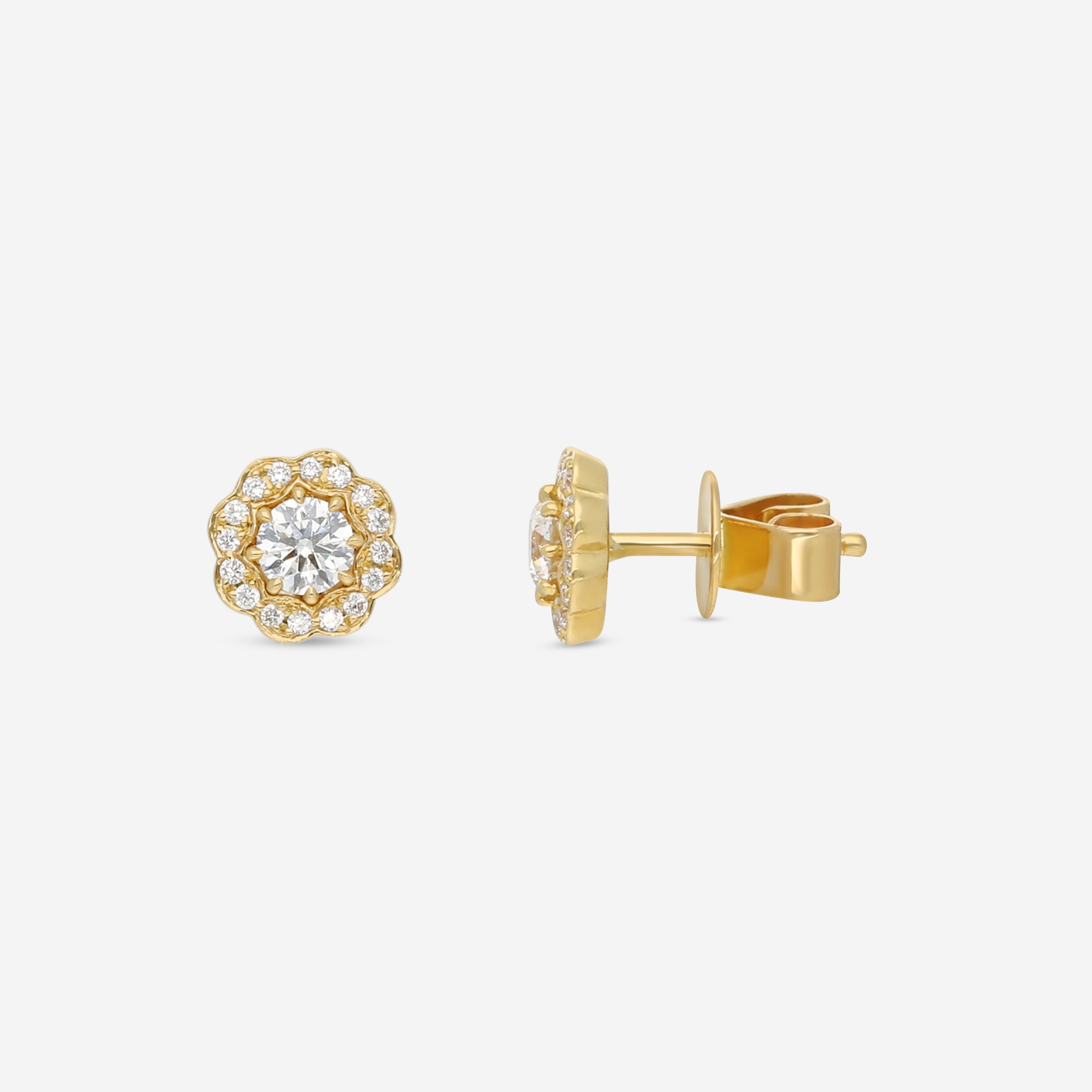 Hearts On Fire Lorelei 18K Yellow Gold Diamond Halo Stud Earrings HFELORDIAH00508Y — view 3