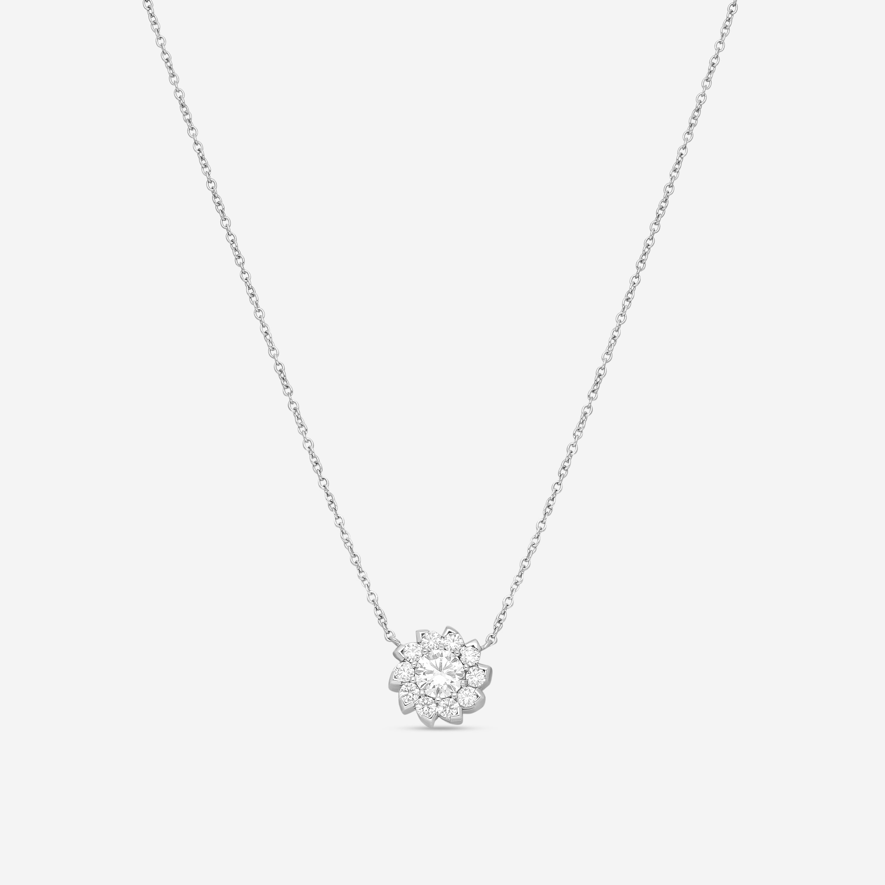 Hearts On Fire Aerial 18K White Gold Sol Halo Necklace HFNARSOL00908W