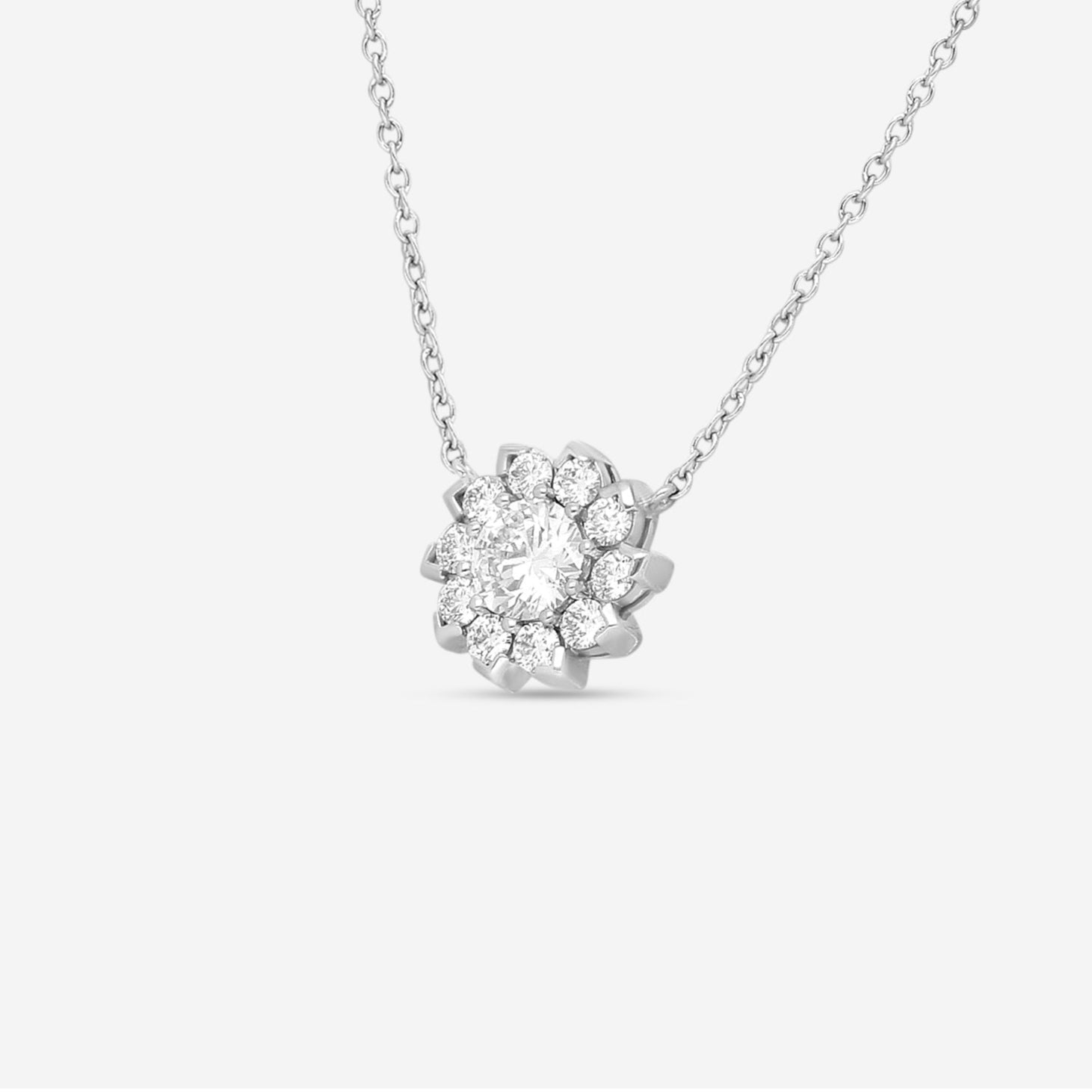Hearts On Fire Aerial 18K White Gold Sol Halo Necklace HFNARSOL00908W — view 2