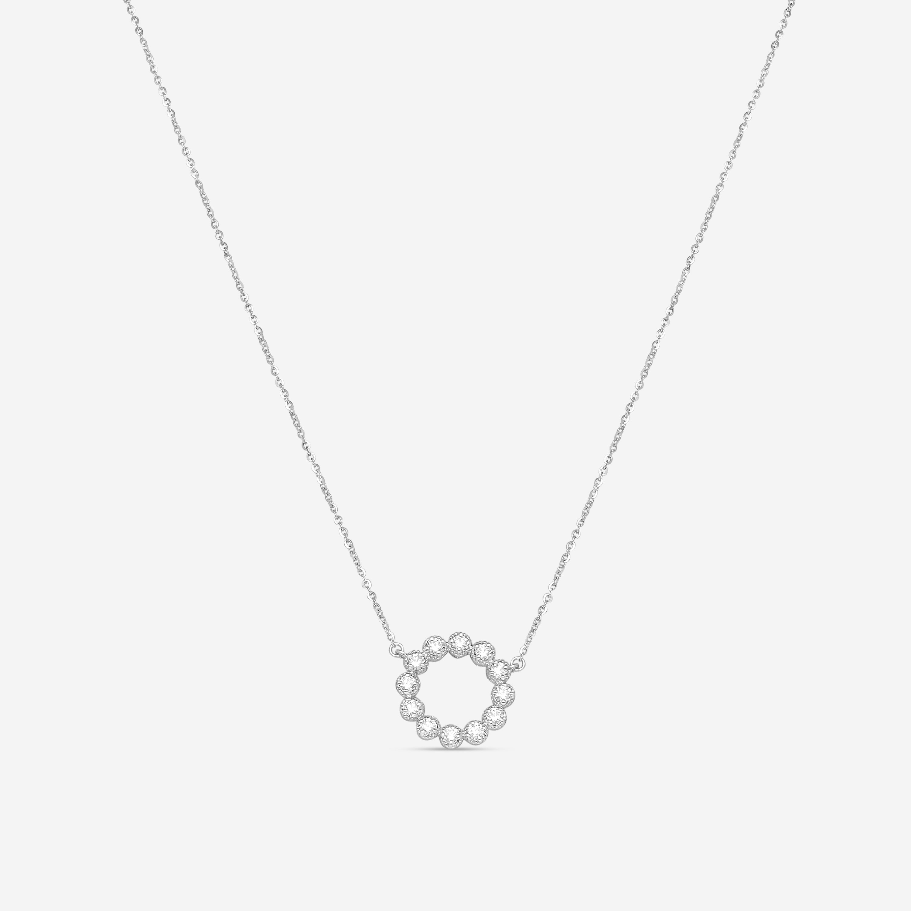 Hearts On Fire Liliana 18K White Gold Milgrain Diamond Circle Pendant HFPLILIANC00388W