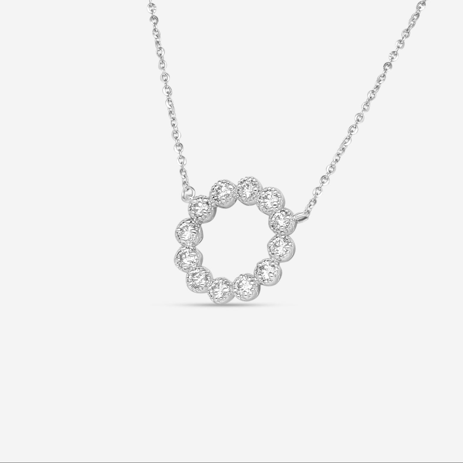 Hearts On Fire Liliana 18K White Gold Milgrain Diamond Circle Pendant HFPLILIANC00388W — view 2