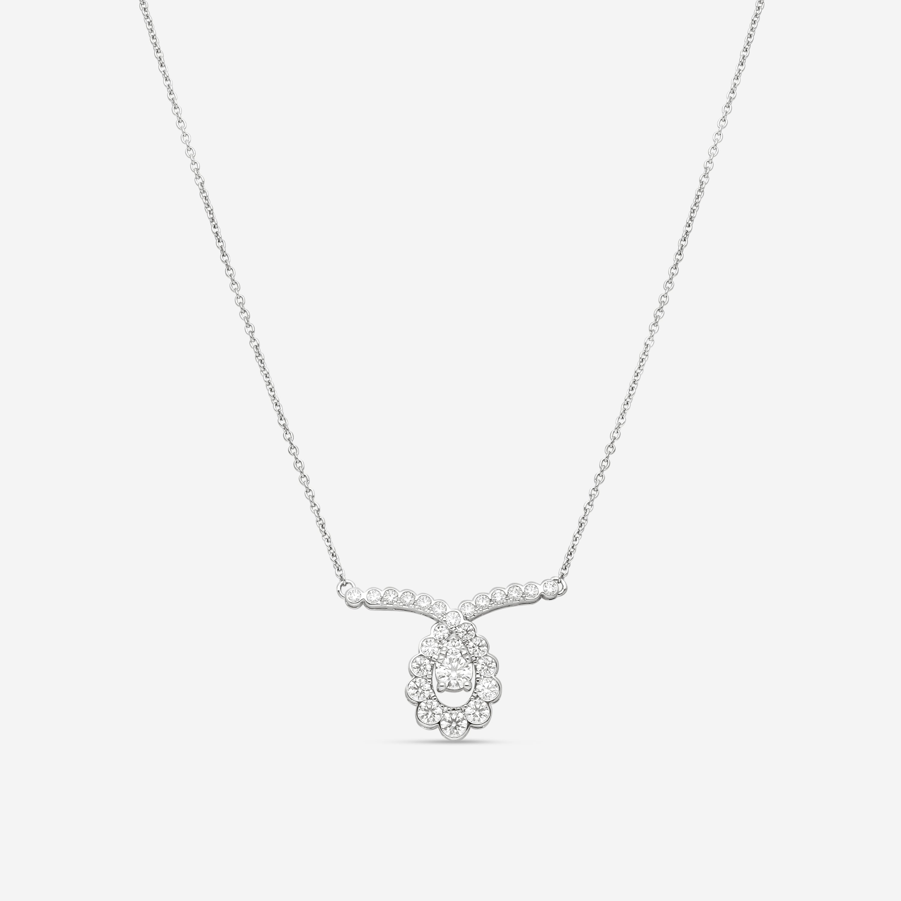 Hearts On Fire Aerial 18K White Gold Regal Scroll Drop Necklace HFNAREGDS00808W