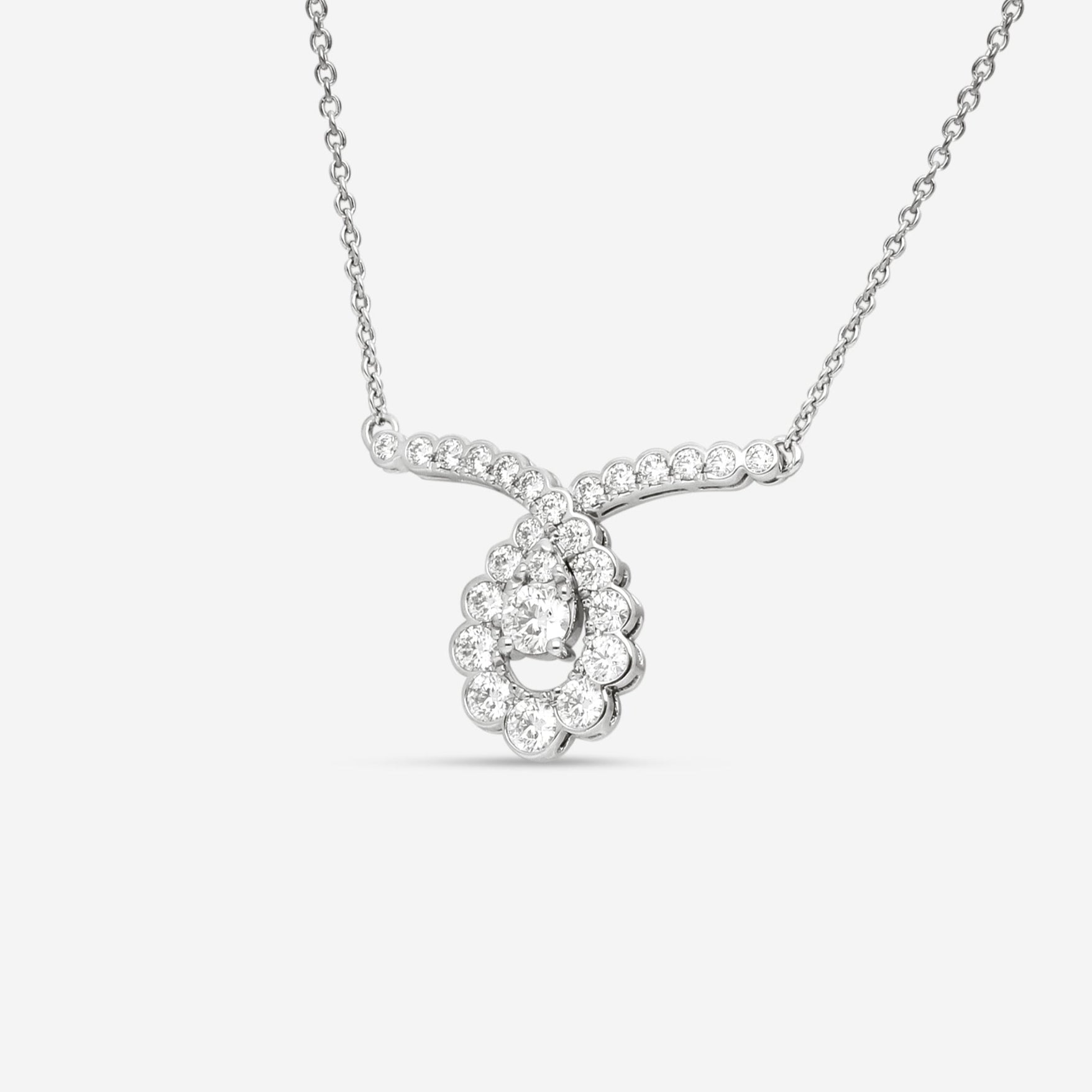 Hearts On Fire Aerial 18K White Gold Regal Scroll Drop Necklace HFNAREGDS00808W — view 2