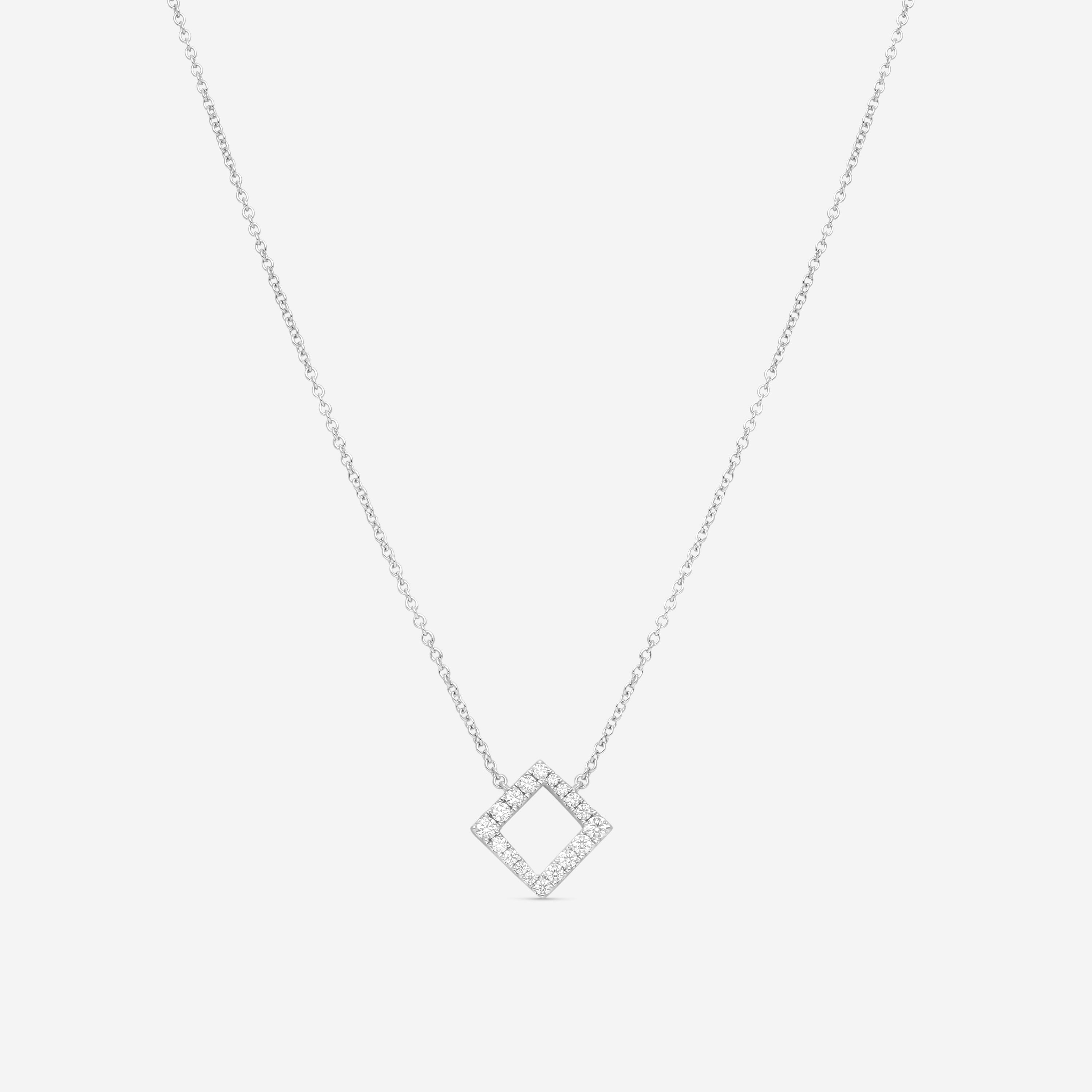 Hearts On Fire Charmed 18K White Gold Square Pendant HFPCSQ00288W