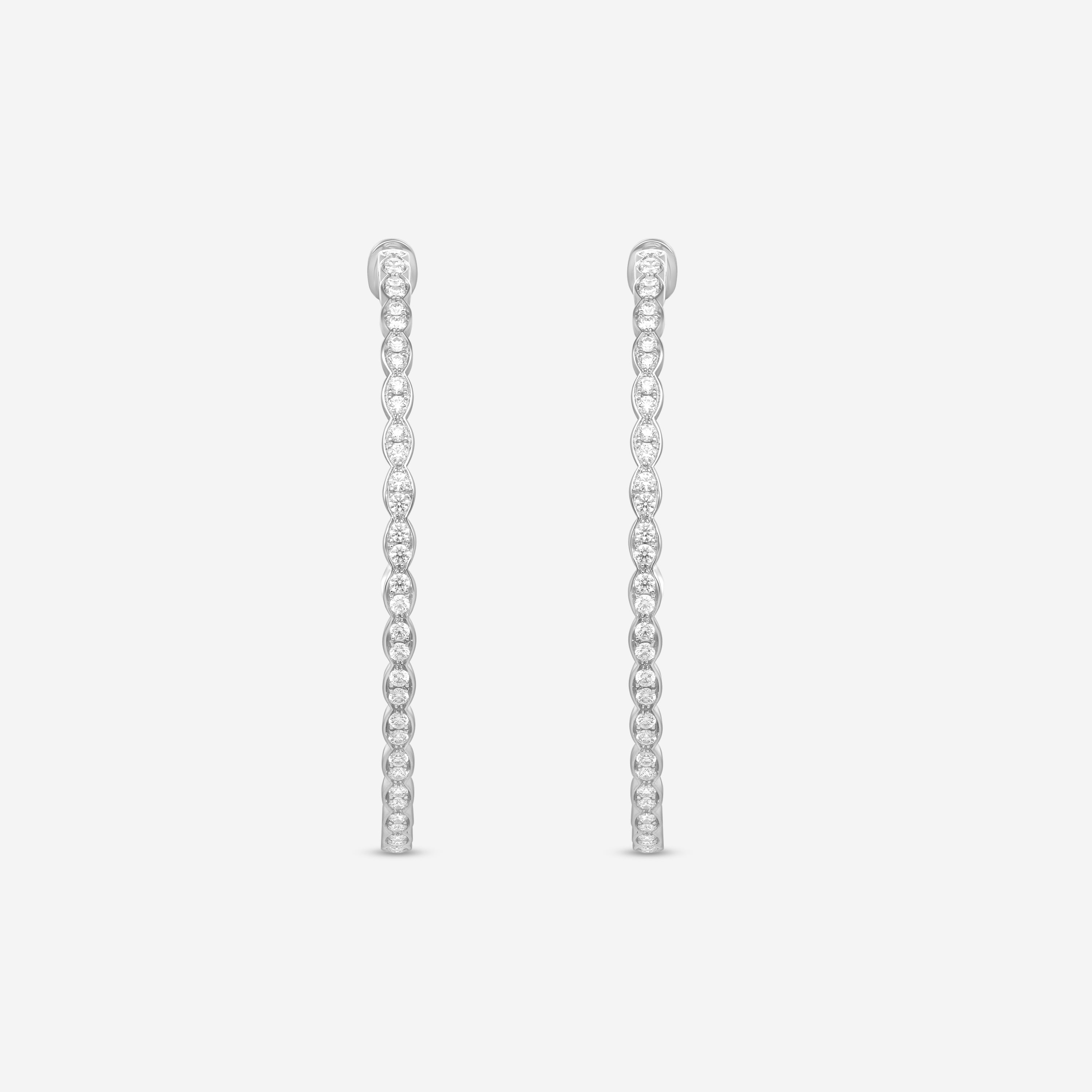 Hearts On Fire Lorelei 18K White Gold Floral Large Oval Hoop Earrings HOOPFLOVLRG-8W — view 3