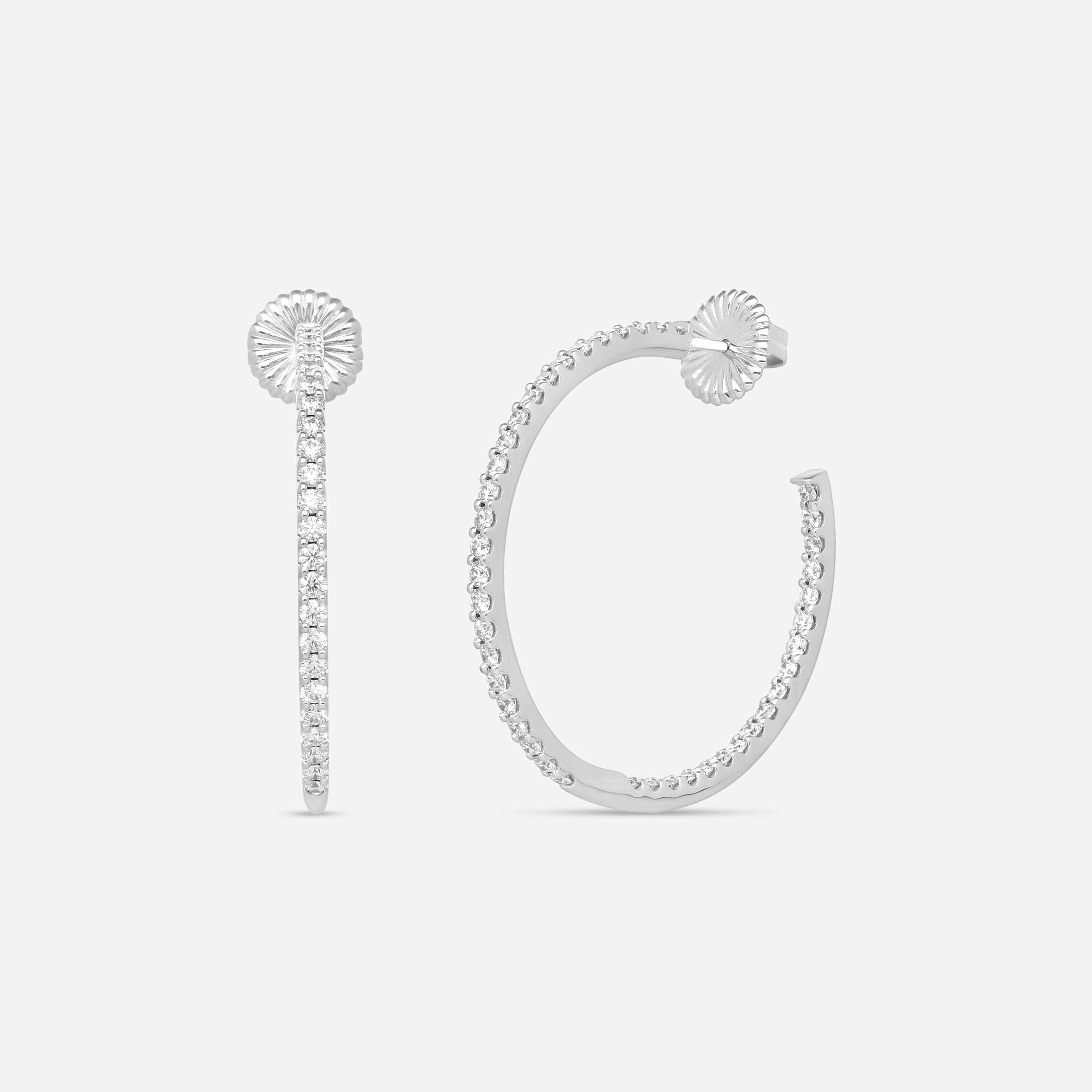 Hearts On Fire Hoopla 18K White Gold Round Earrings HOOPLAR02258W