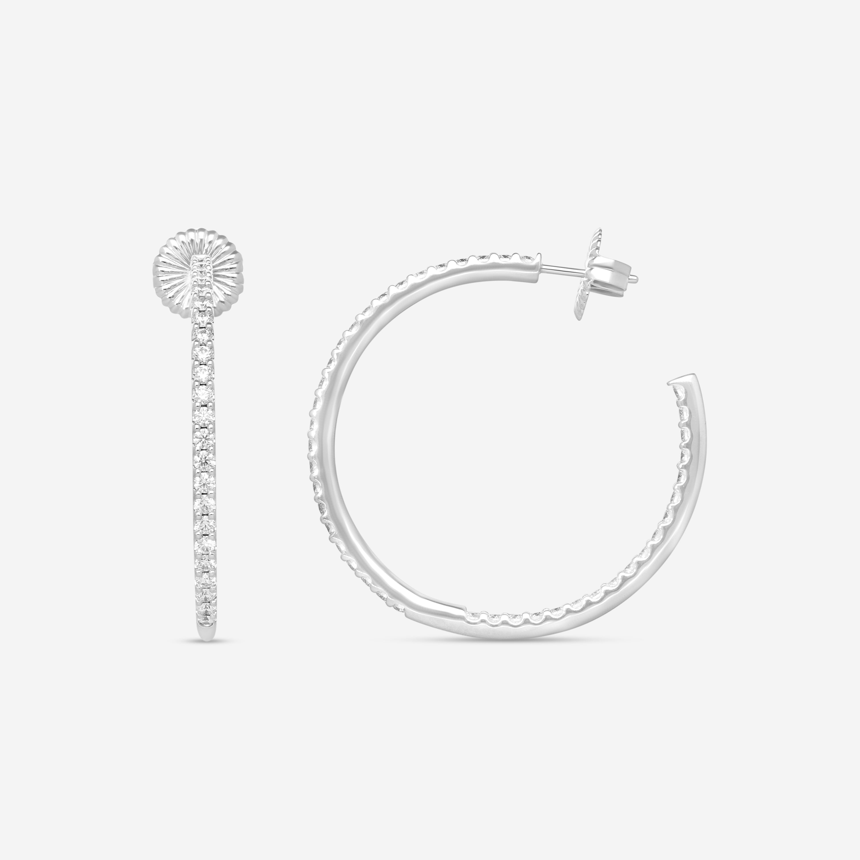 Hearts On Fire Hoopla 18K White Gold Round Earrings HOOPLAR02258W — view 2