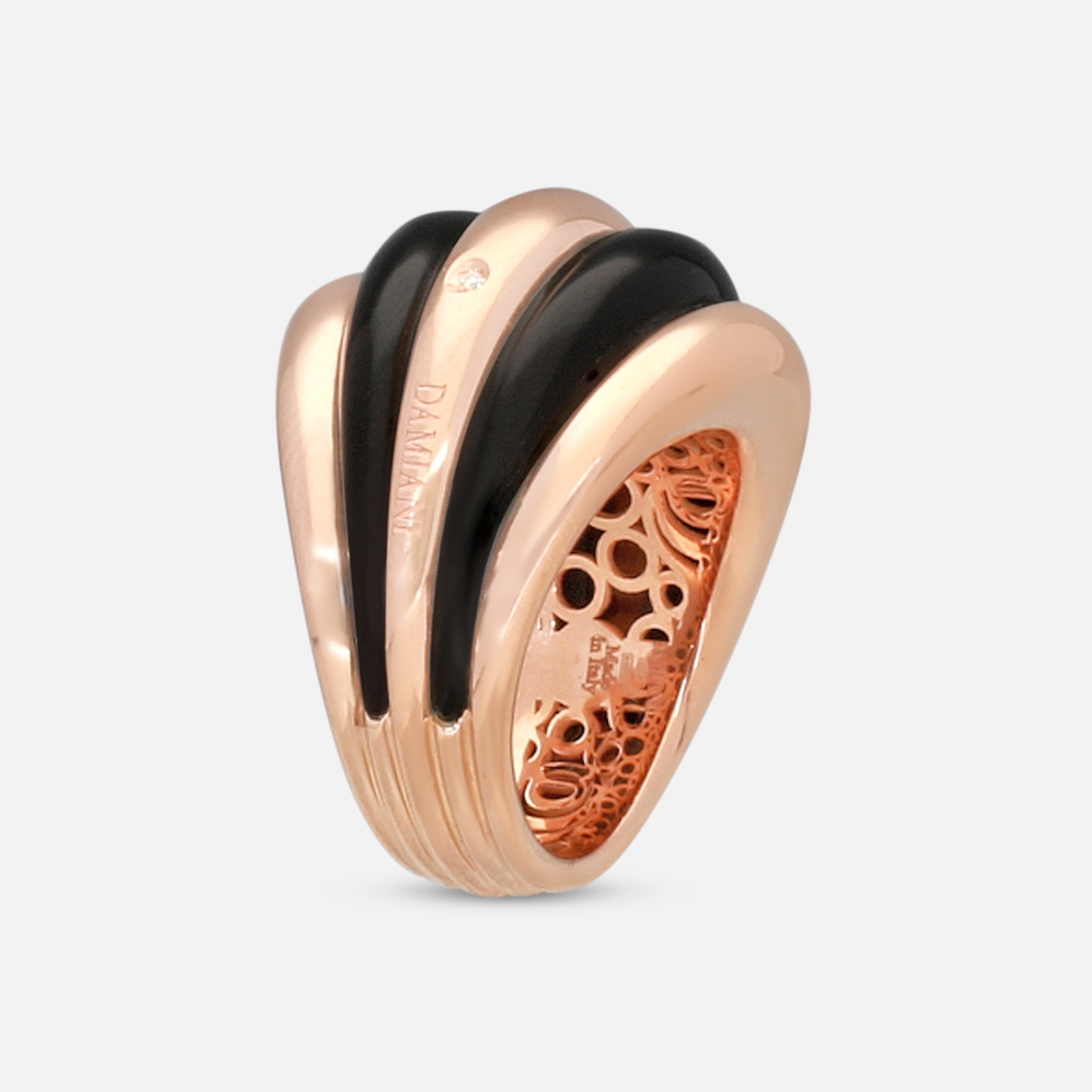 Damiani 18K Rose Gold Onyx & Diamond Band Ring 20076819