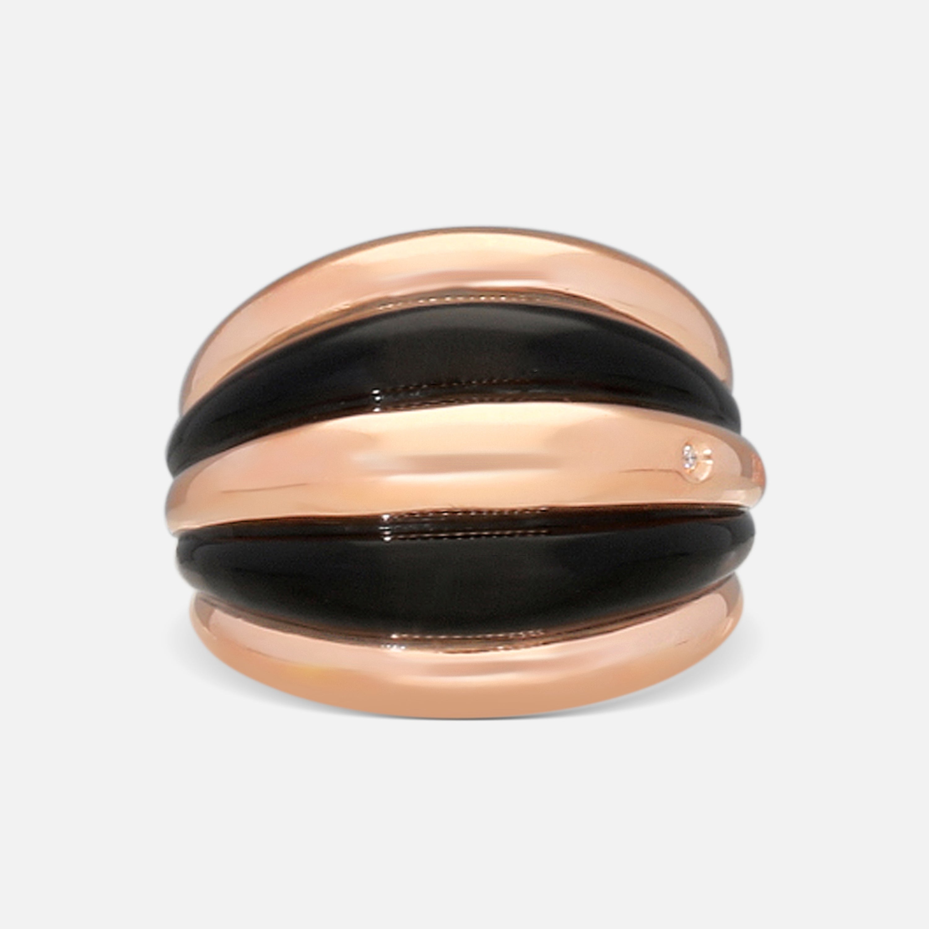Damiani 18K Rose Gold Onyx & Diamond Band Ring 20076819 — view 2