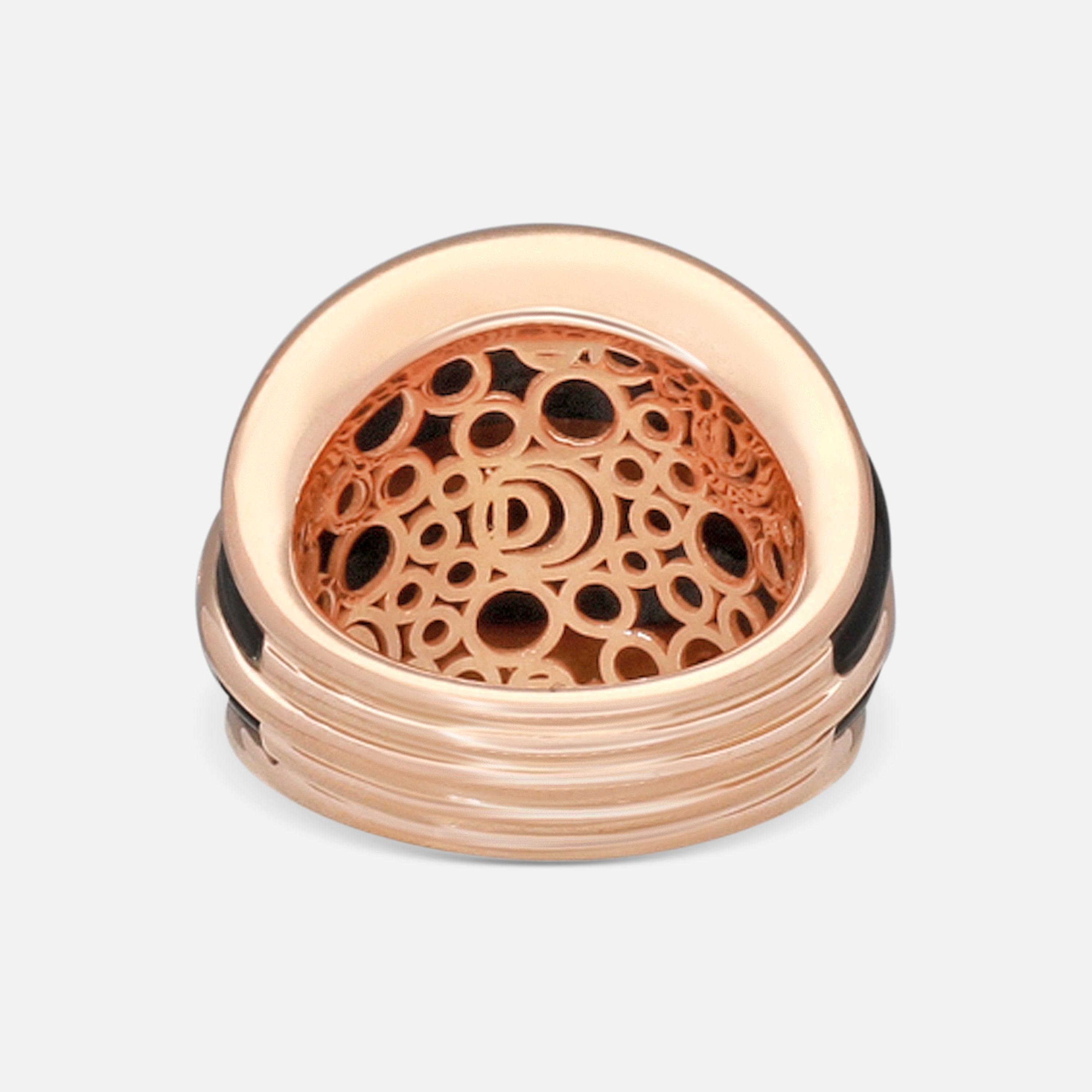 Damiani 18K Rose Gold Onyx & Diamond Band Ring 20076819 — view 3