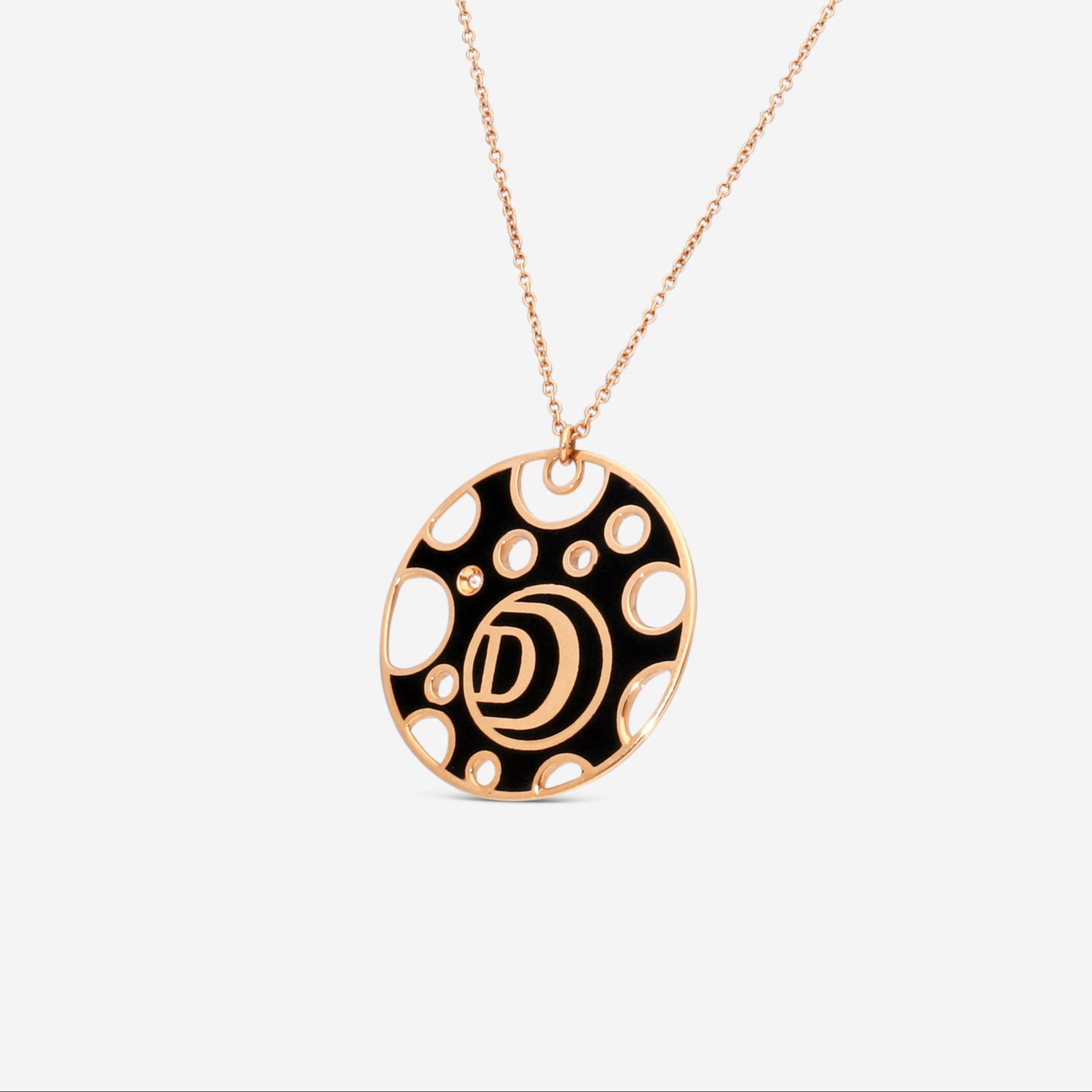 Damiani Damianissima 18K Rose Gold & Ceramic Diamond Pendant Necklace 20058573 — view 3