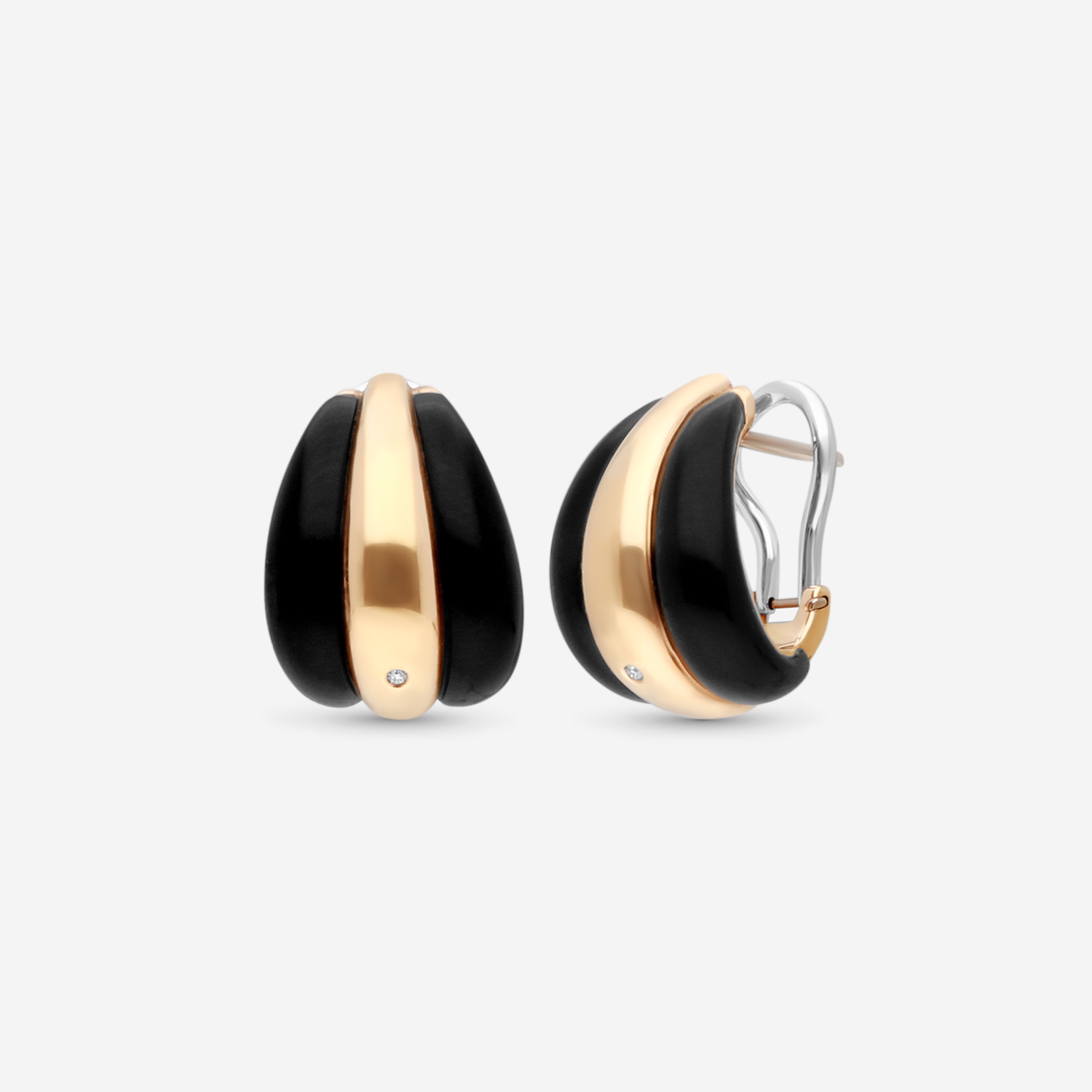 Damiani 18K Rose Gold Diamond & Onyx Huggie Earrings 20076821