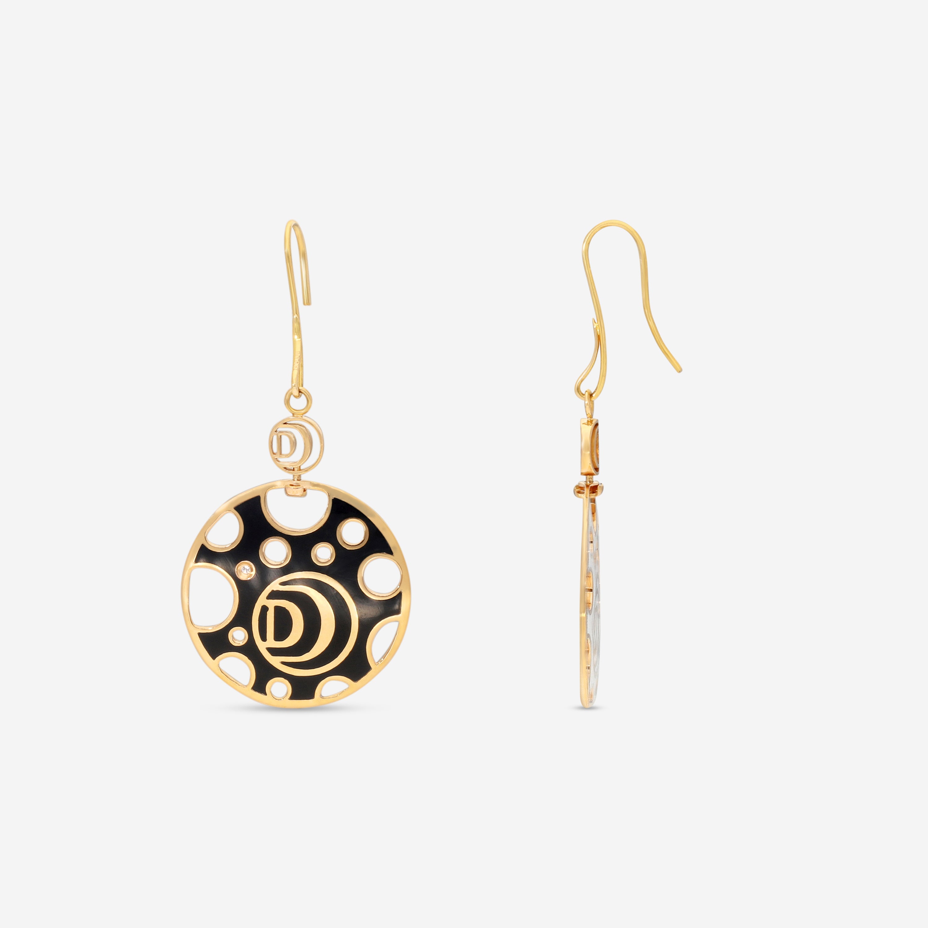 Damiani Damianissima 18K Rose Gold & Ceramic Diamond Reversible Drop Earrings 20058582 — view 3
