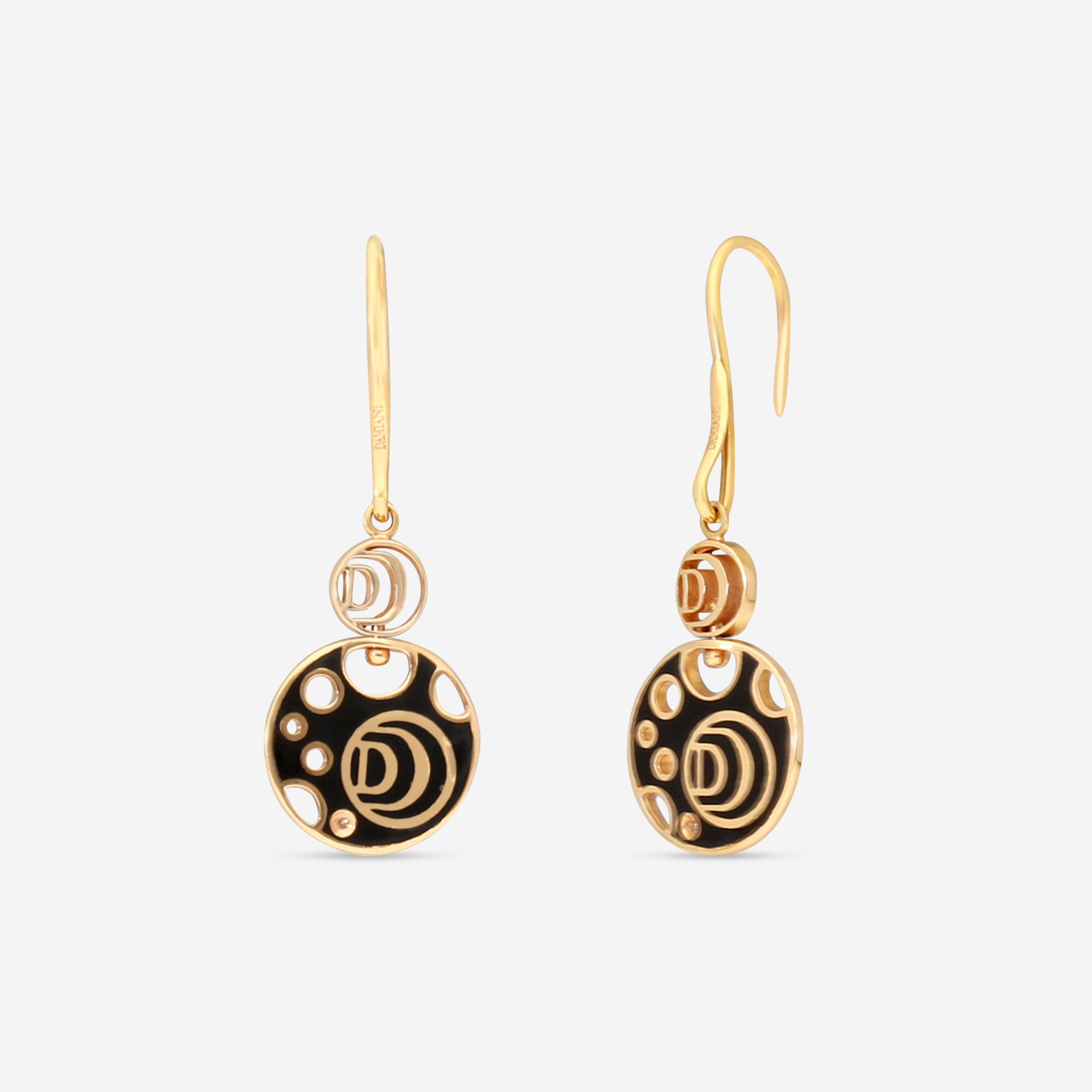 Damiani Damianissima 18K Rose Gold & Ceramic Diamond Reversible Drop Earrings 20058578 — view 3