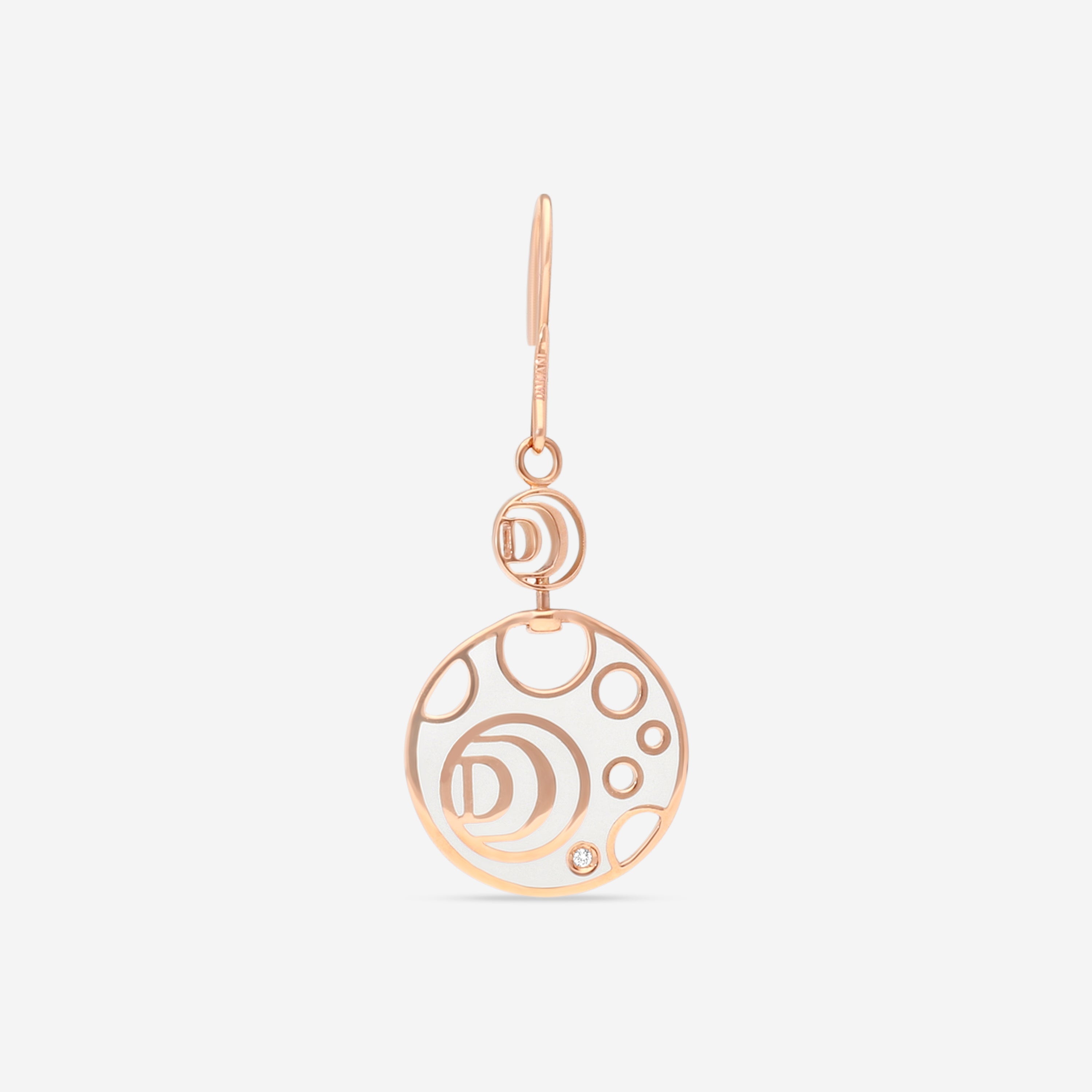 Damiani Damianissima 18K Rose Gold & Ceramic Diamond Mono Reversible Earring 81104759 — view 2