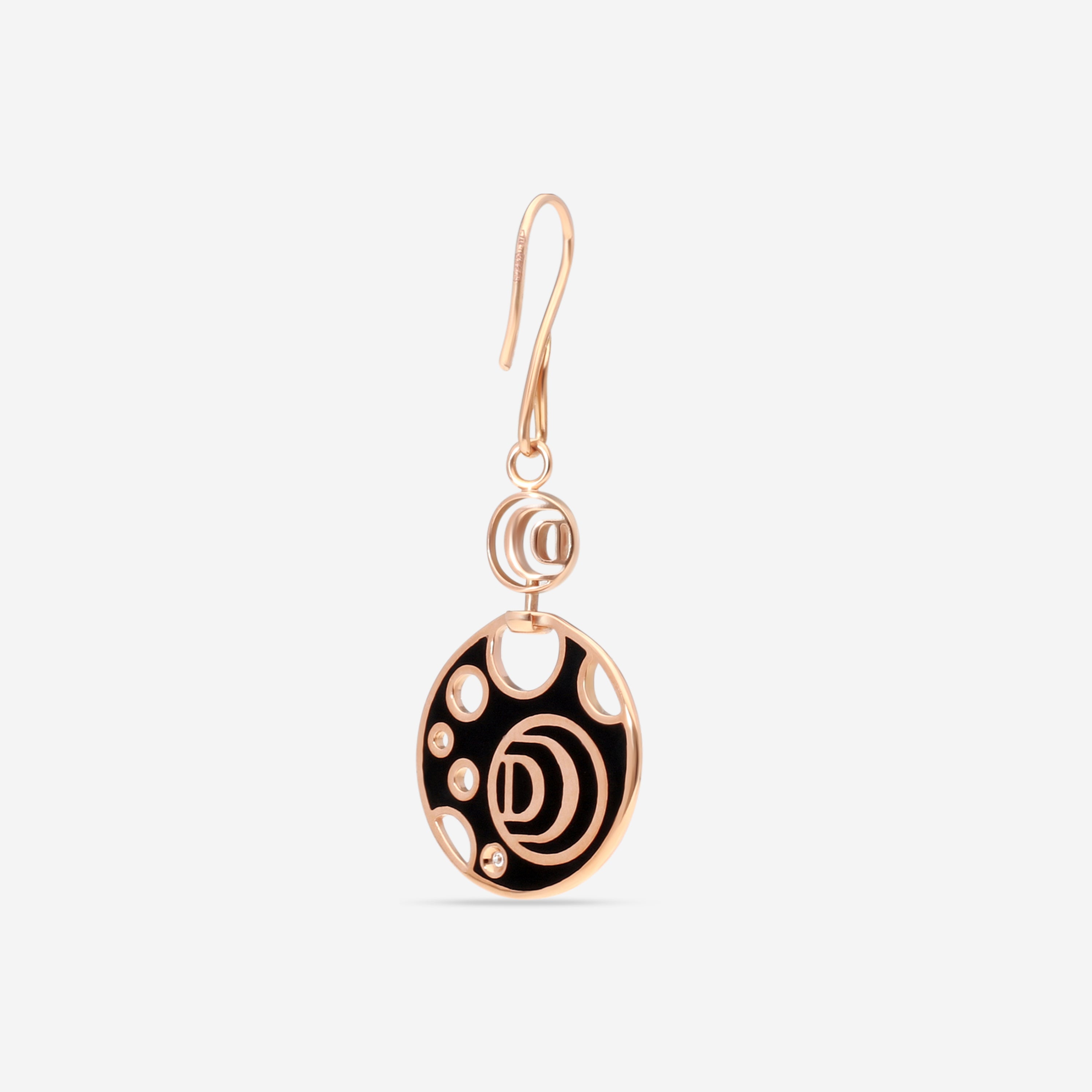 Damiani Damianissima 18K Rose Gold & Ceramic Diamond Mono Reversible Earring 81104759 — view 3