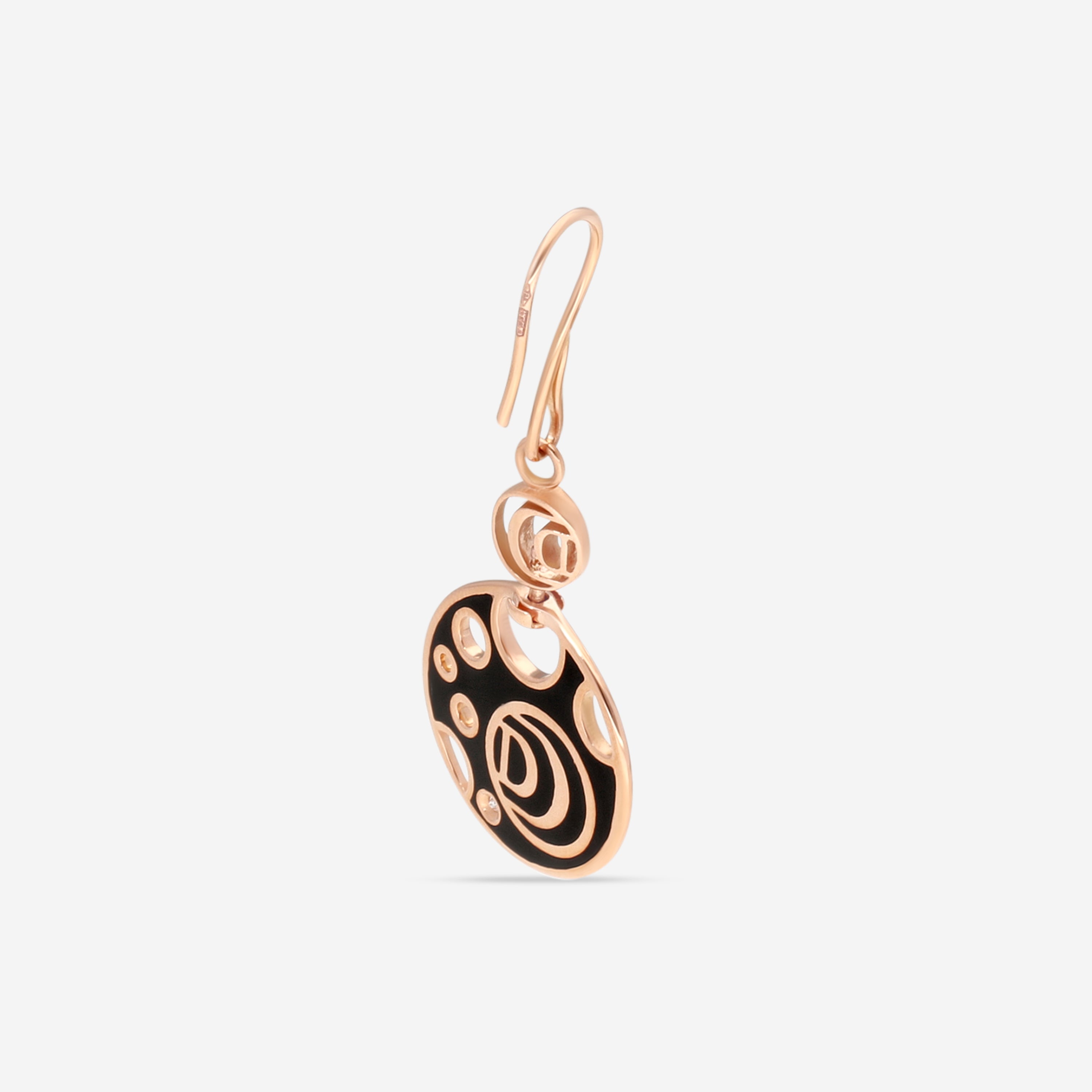Damiani Damianissima 18K Rose Gold & Ceramic Diamond Mono Reversible Earring 81104759 — view 4