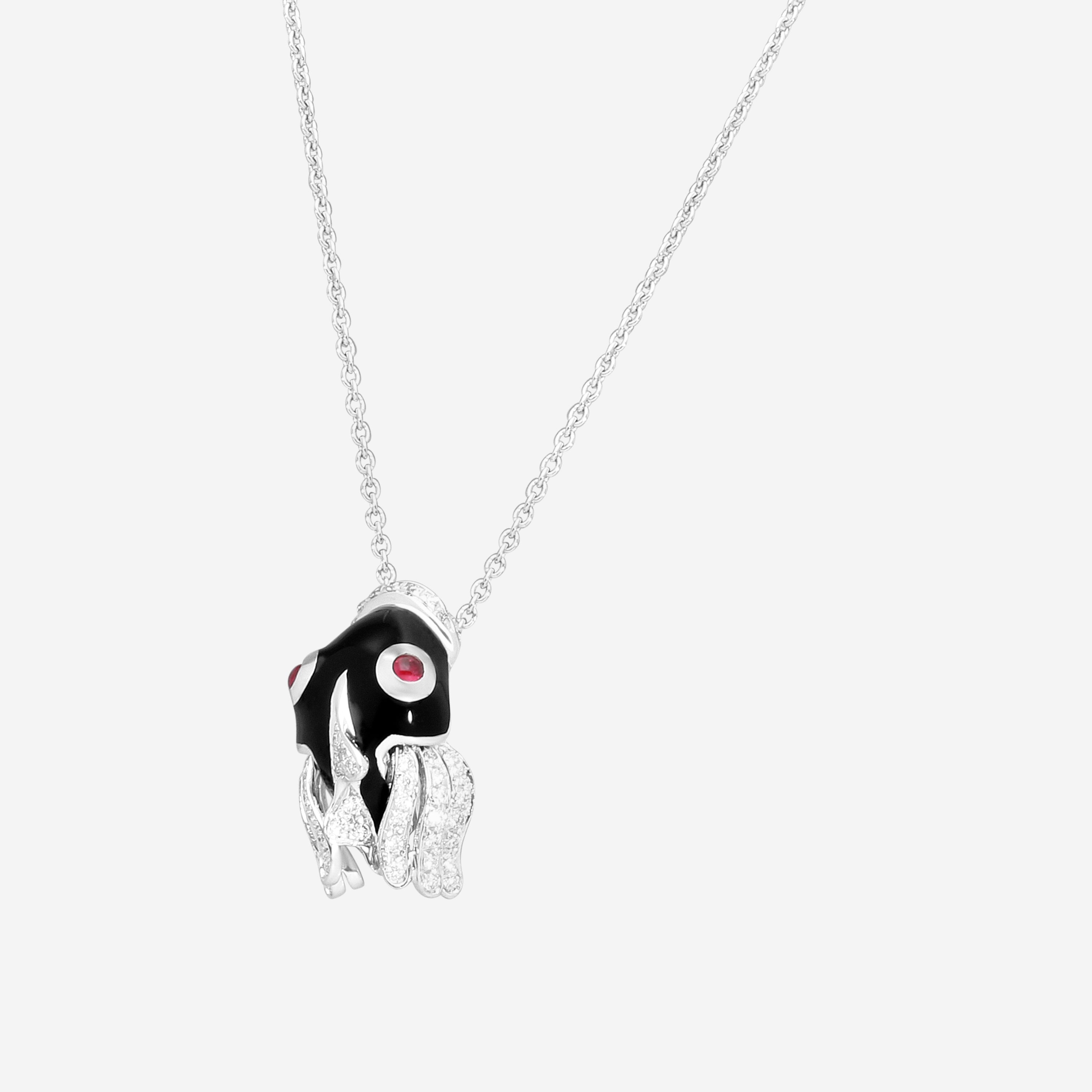 Roberto Coin 18K White Gold & Black Enamel Diamond Pendant Necklace 206724AWCHND — view 2
