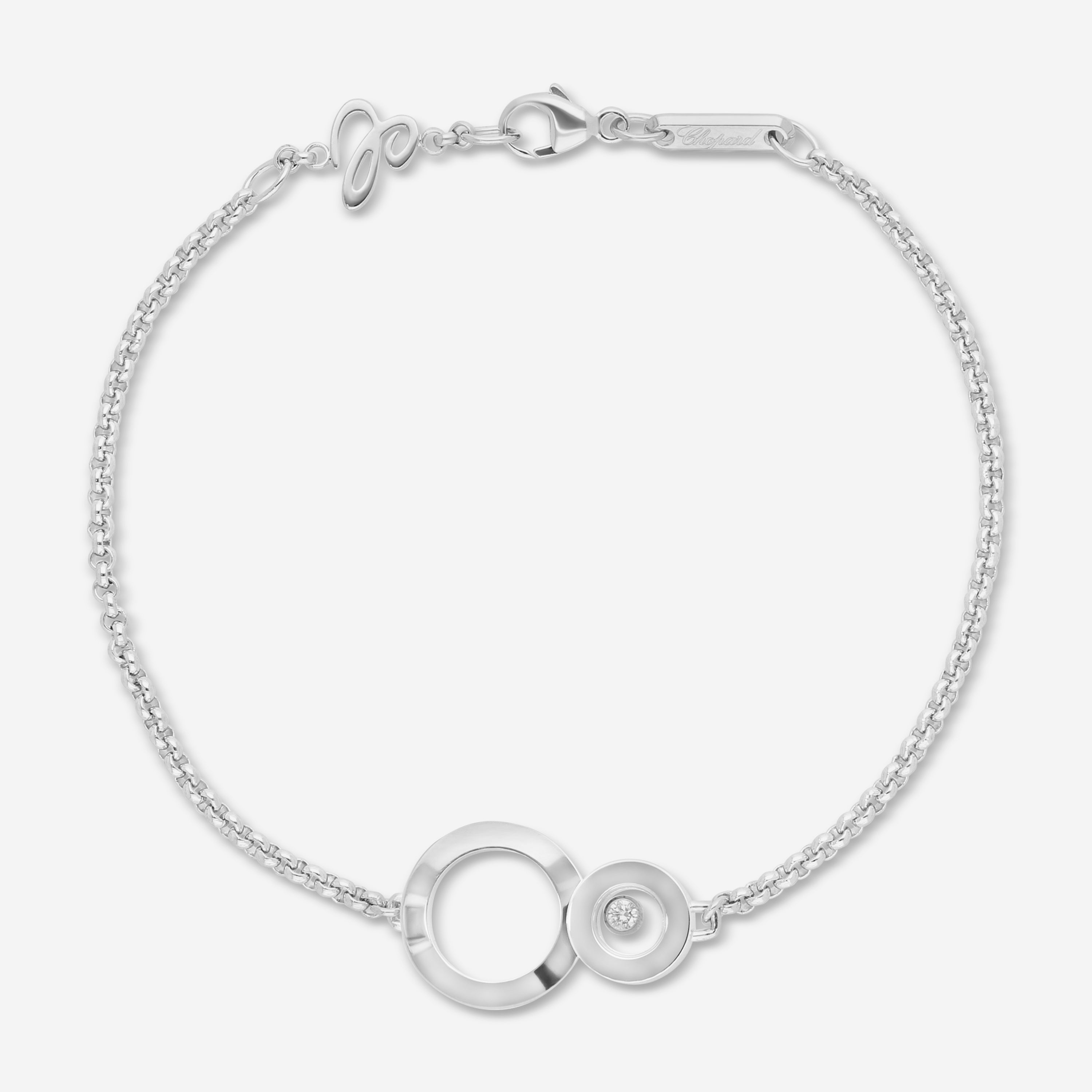 Chopard Happy 8 18K White Gold Diamond Chain Bracelet 859209-1001