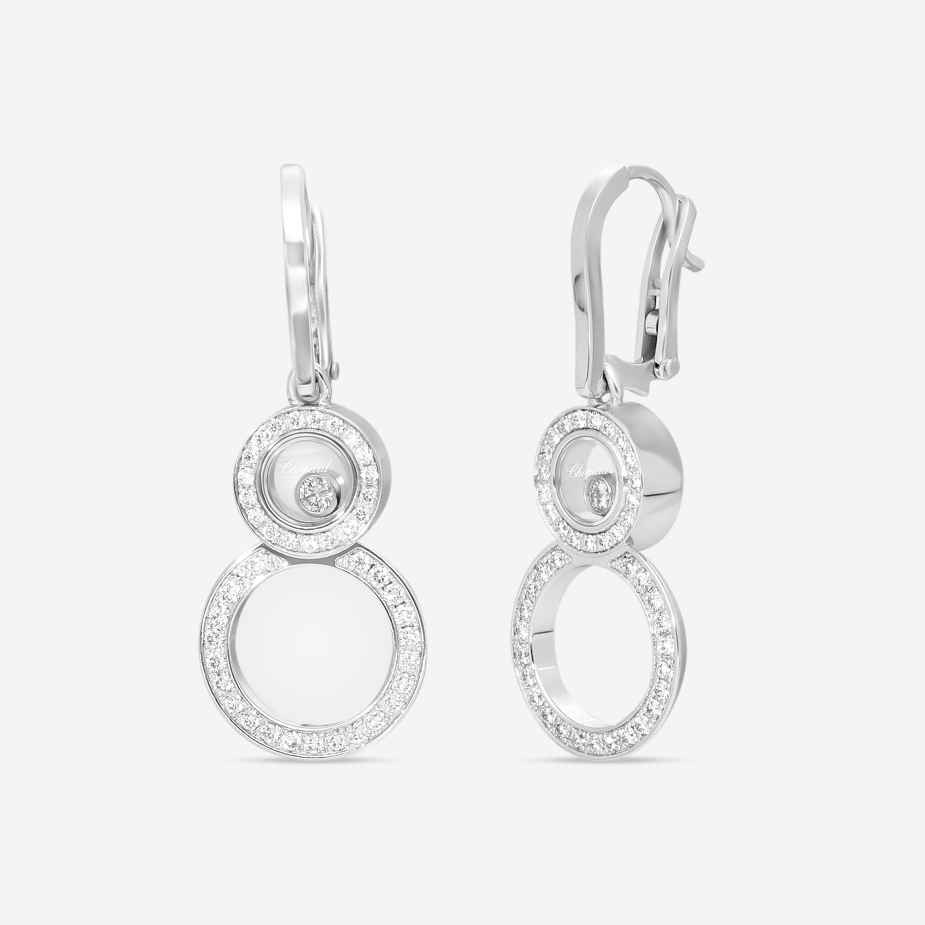 Chopard Happy 8 18K White Gold Diamond Drop Earrings 839209-1002