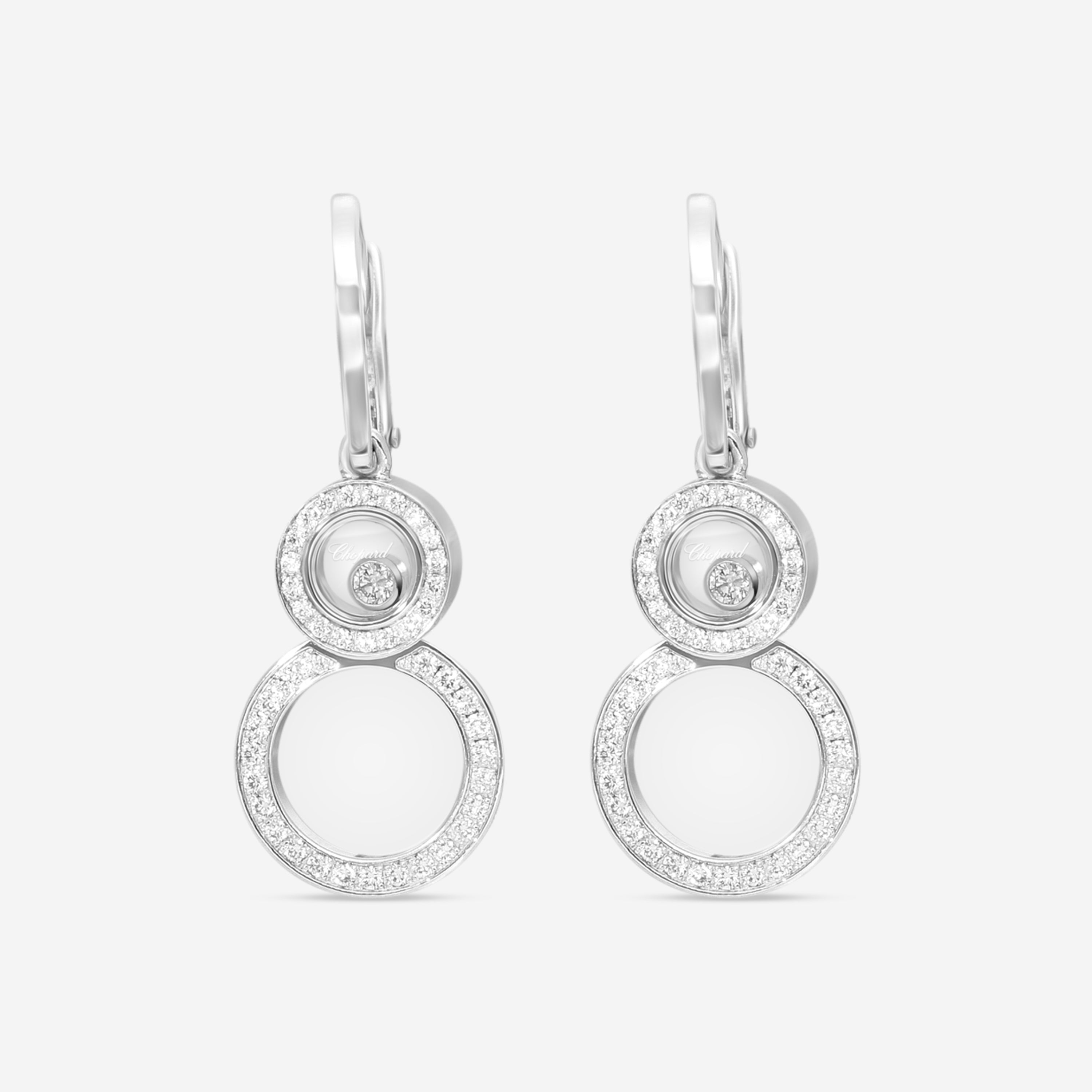 Chopard Happy 8 18K White Gold Diamond Drop Earrings 839209-1002 — view 2