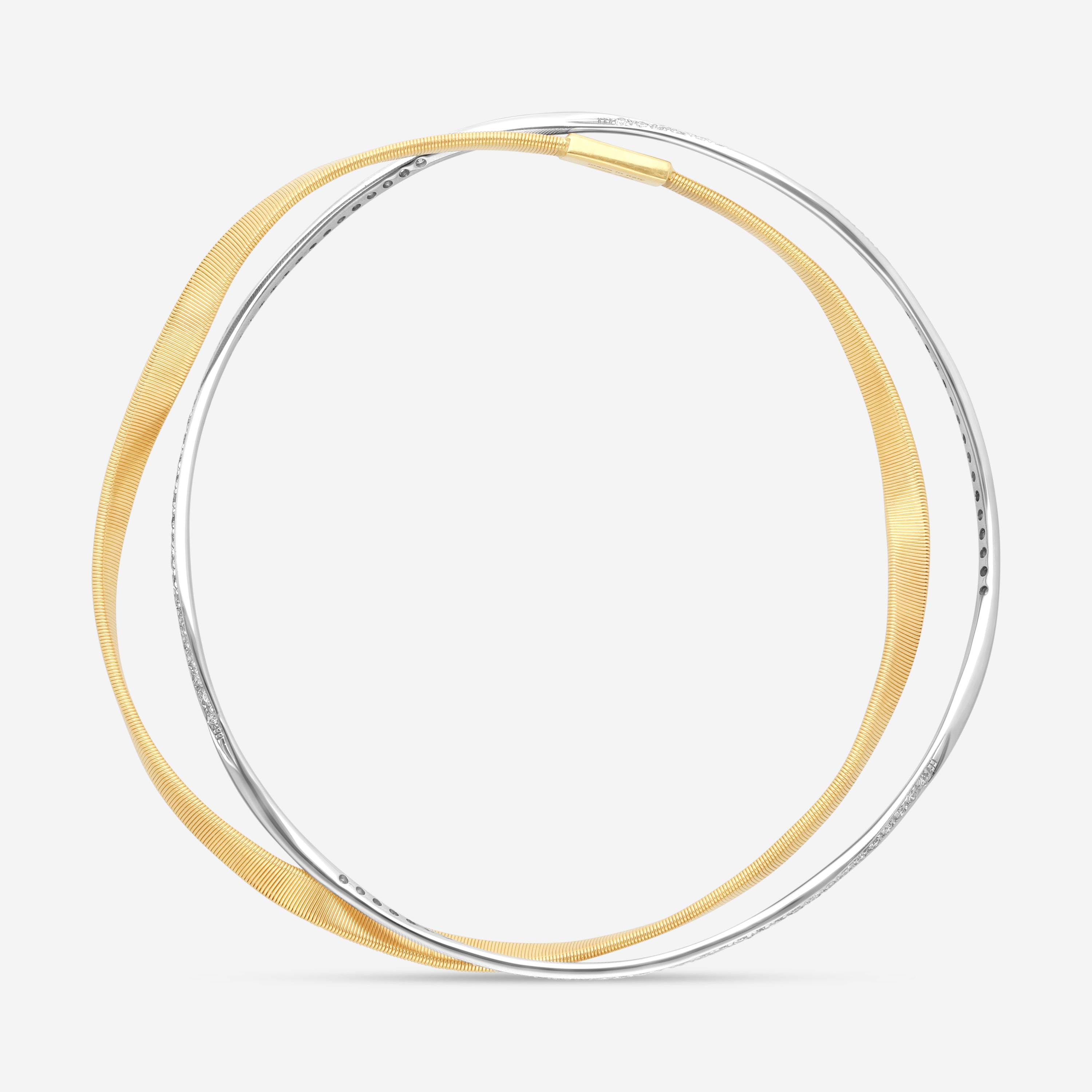 Marco Bicego Marrakech 18K Yellow & White Gold Twisted Coil Diamond Bangle Bracelet SG32_B_YW_M5 — view 4
