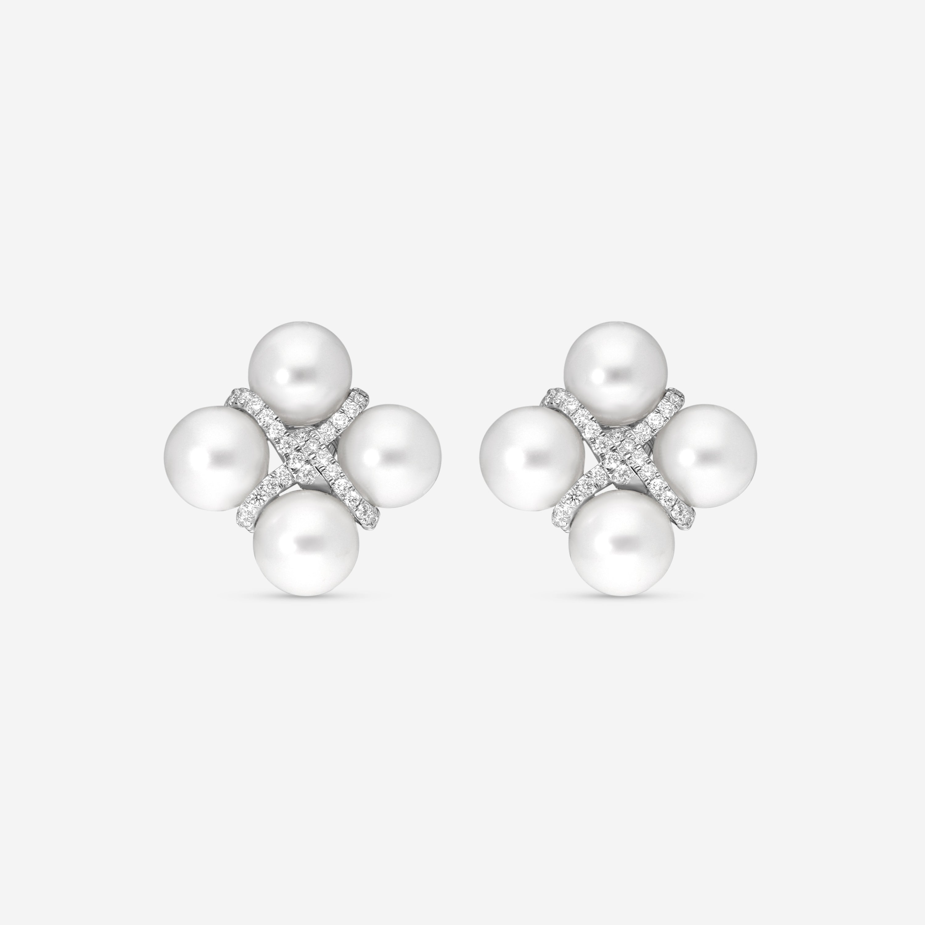 Assael 18K White Gold Diamond & South Sea Cultured Pearl Earrings E7078 — view 2