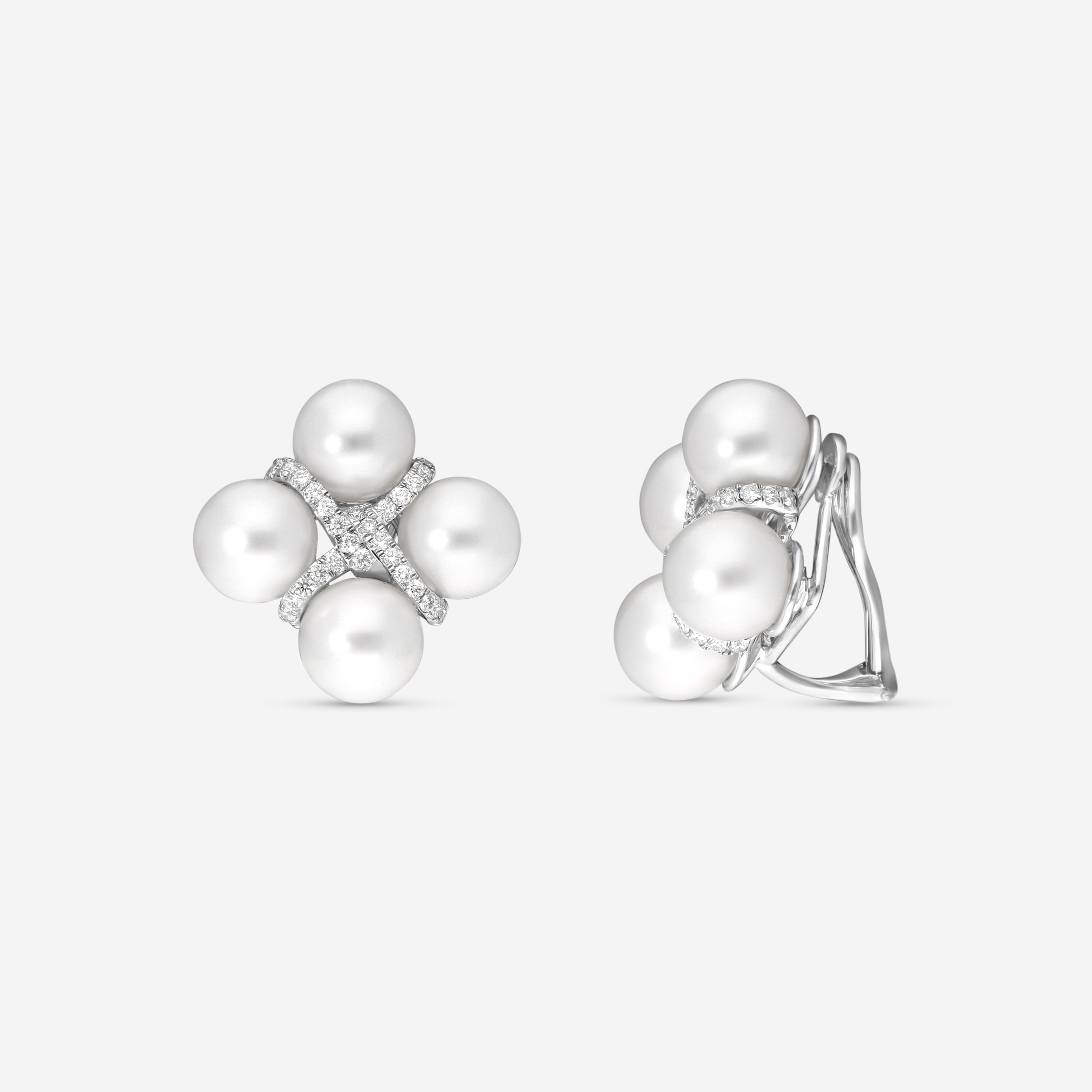 Assael 18K White Gold Diamond & South Sea Cultured Pearl Earrings E7078 — view 3