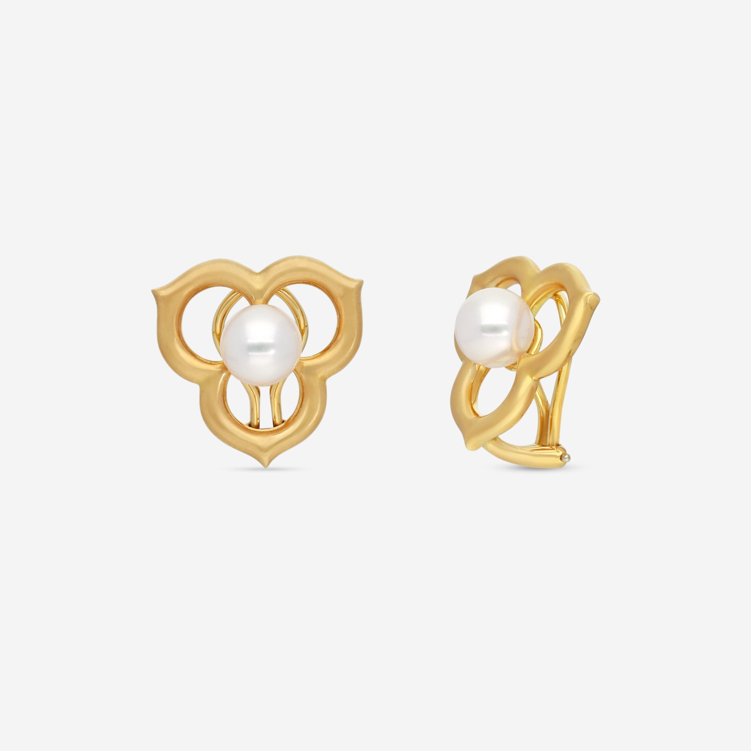 Assael 18K Yellow Gold Japanese Akoya Cultured Pearl Open Petal Earrings ACE0035