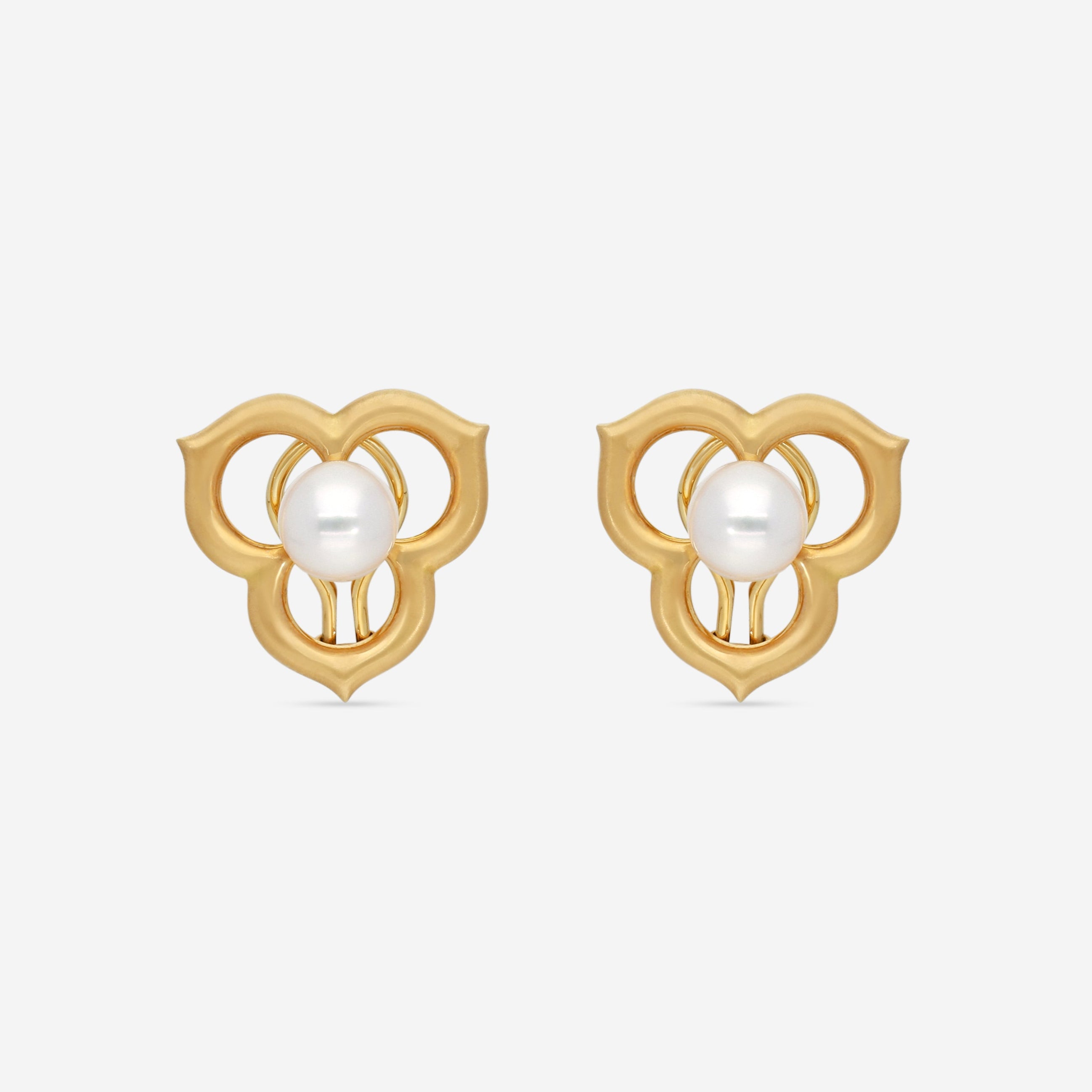Assael 18K Yellow Gold Japanese Akoya Cultured Pearl Open Petal Earrings ACE0035 — view 2