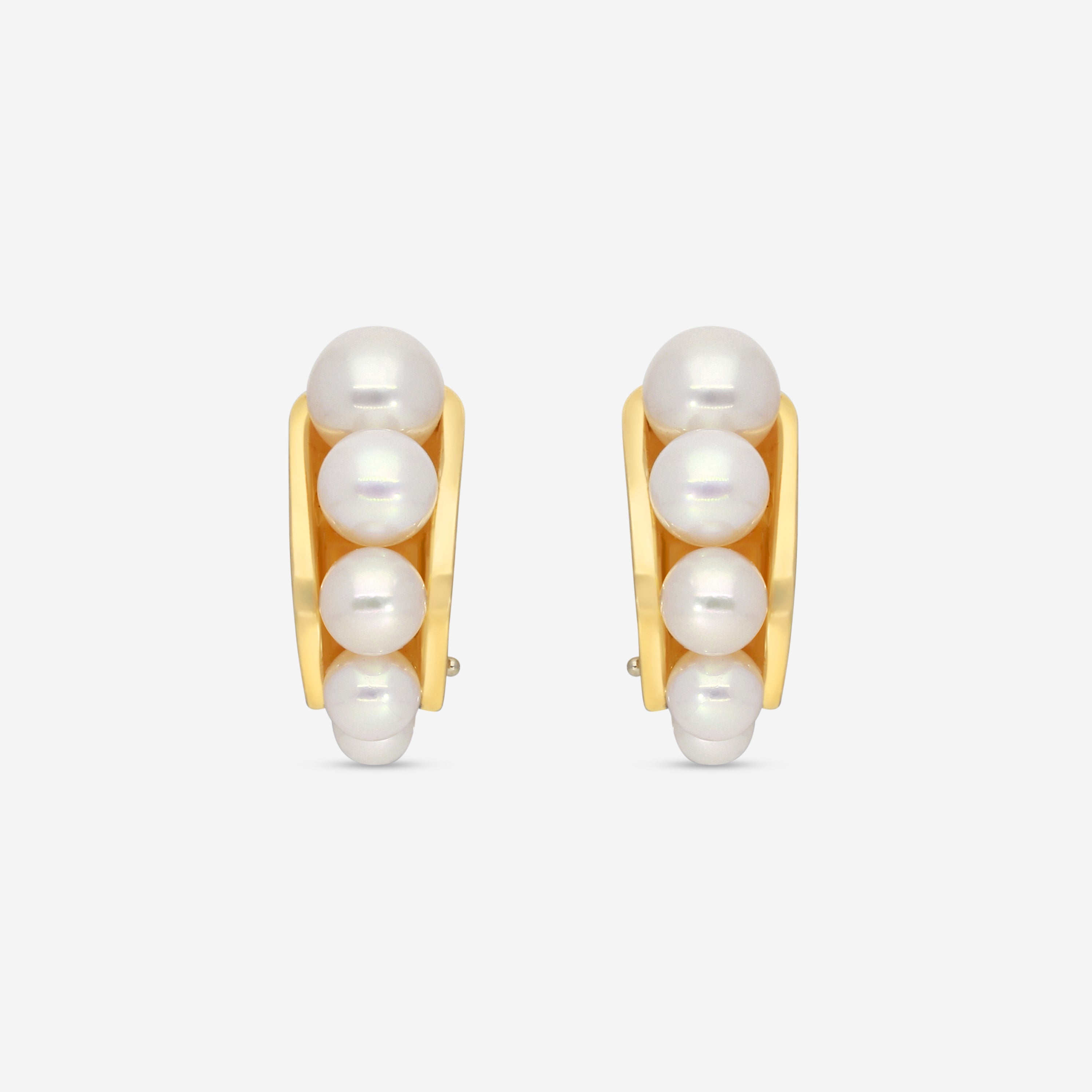 Assael 18K Yellow Gold Akoya Cultured Pearl Clipback Earrings E7020 — view 2
