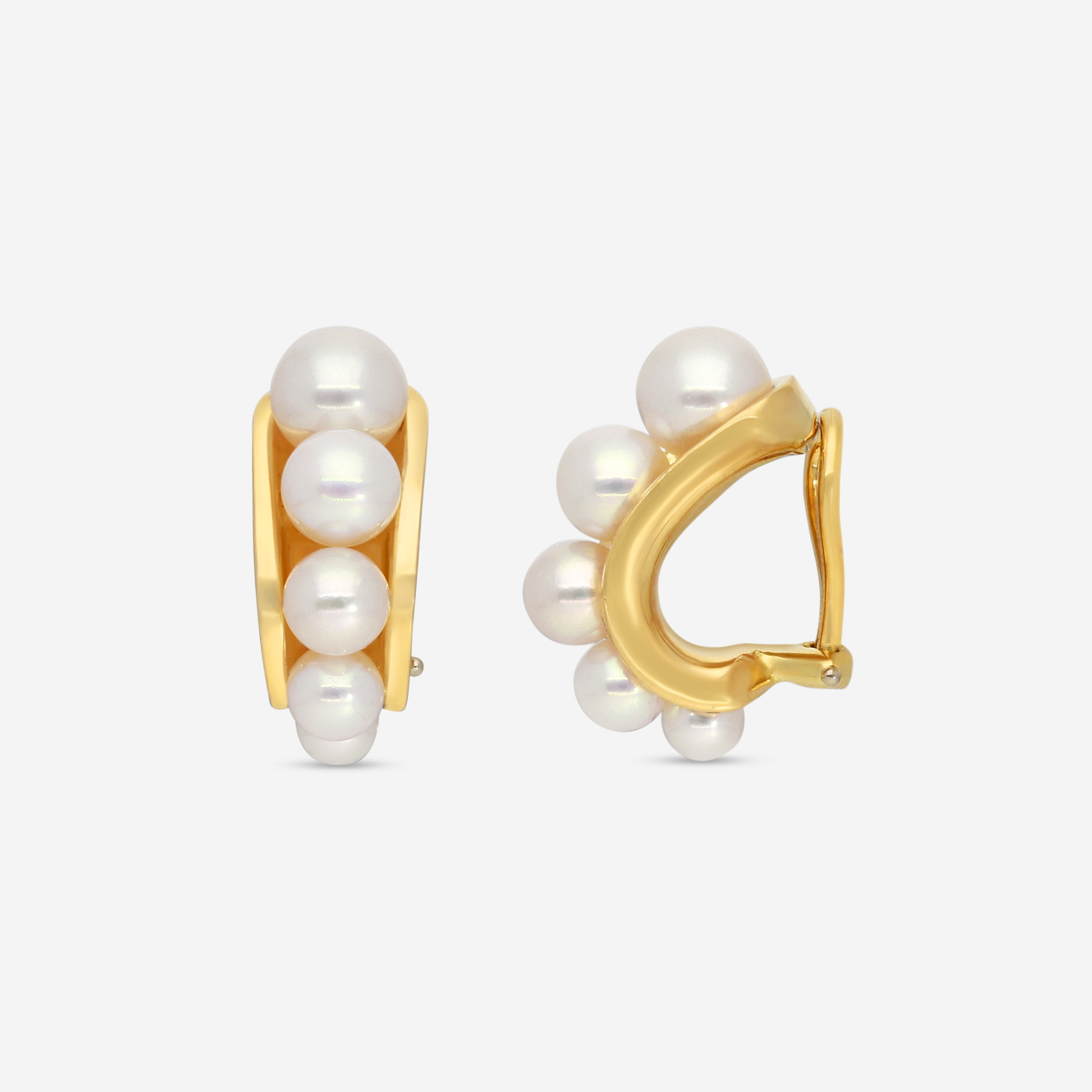 Assael 18K Yellow Gold Akoya Cultured Pearl Clipback Earrings E7020 — view 3