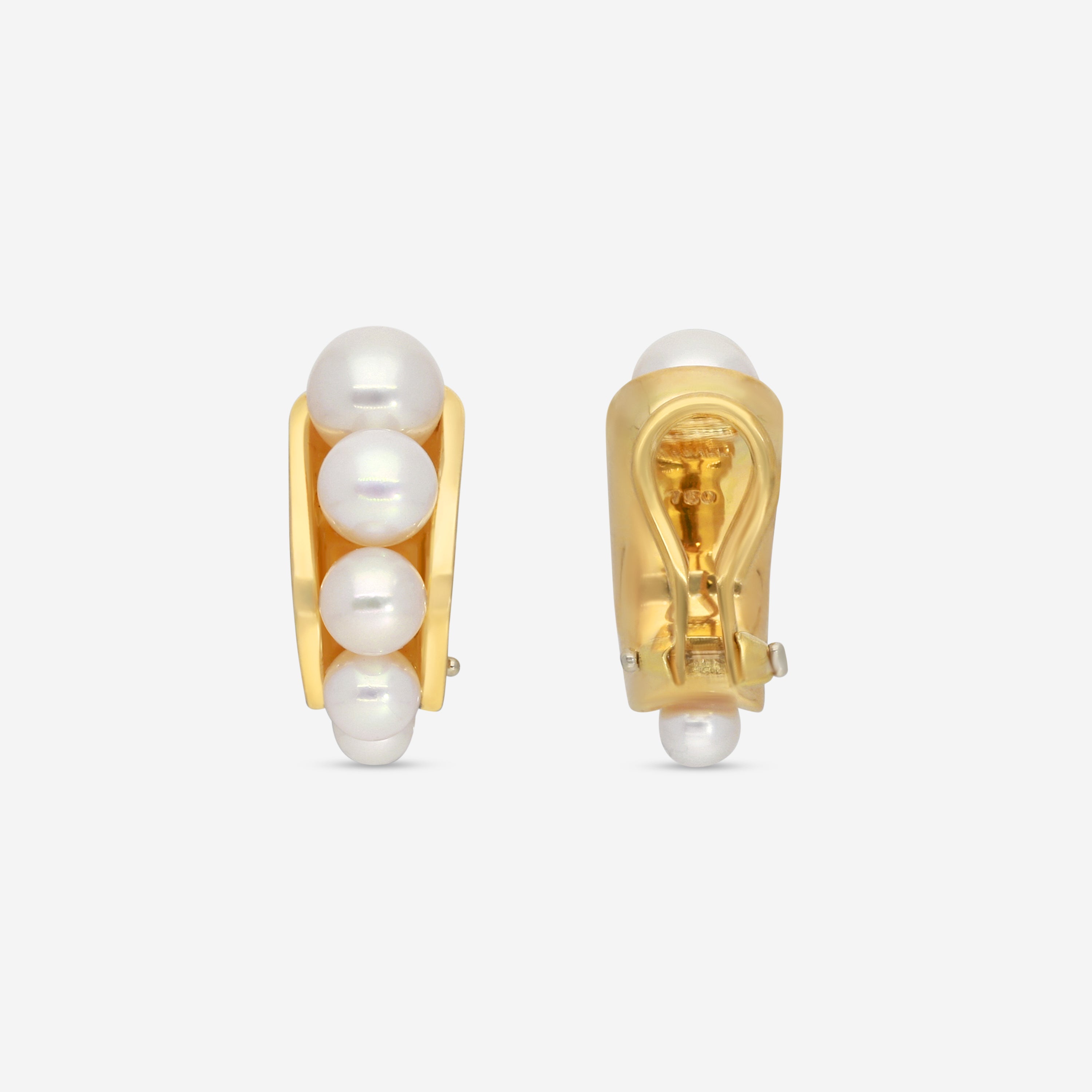 Assael 18K Yellow Gold Akoya Cultured Pearl Clipback Earrings E7020 — view 4