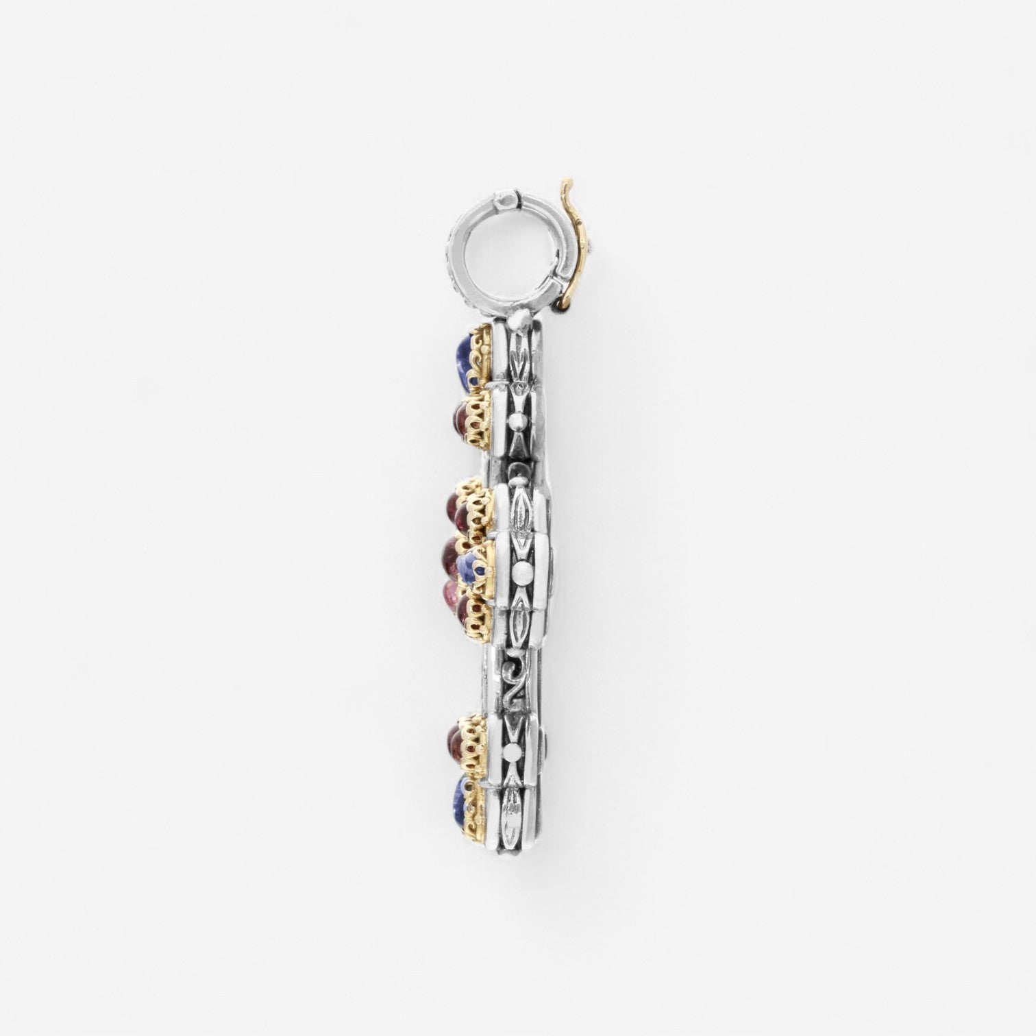 Konstantino Sterling Silver & 18K Yellow Gold Multistone Cross Pendant STMK6899-999-CAB — view 4