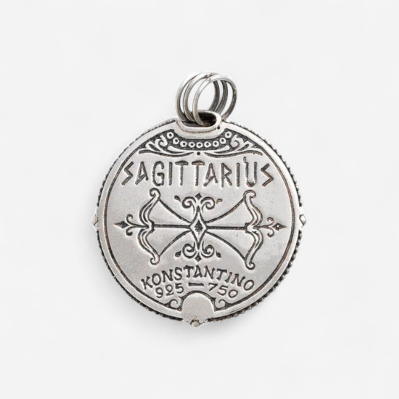 Konstantino Zodiac Sagittarius Sterling Silver & 18K Yellow Gold Diamond Carved Pendant MEKJ630-109 — view 4