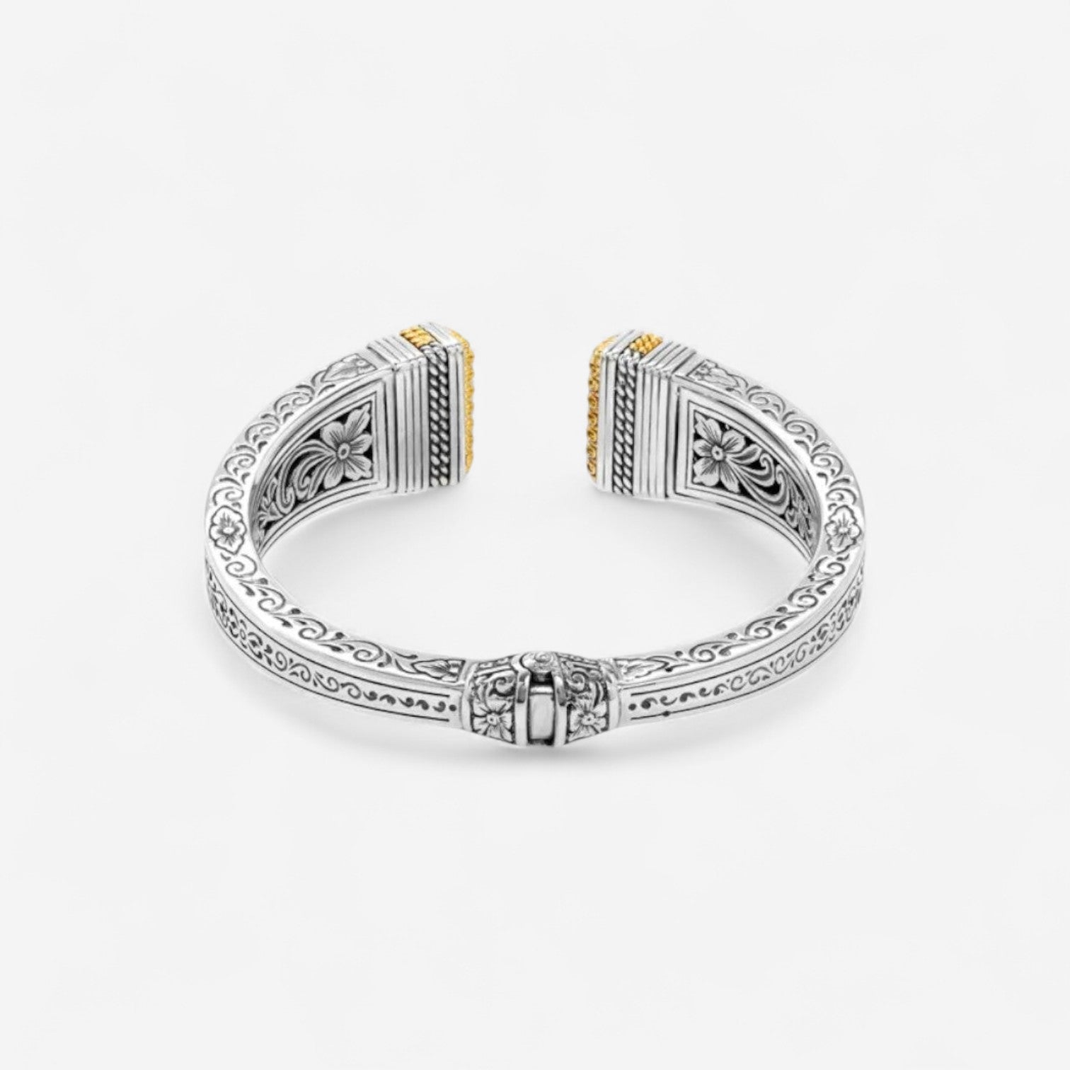 Konstantino Sterling Silver & 18K Yellow Gold Mother of Pearl & Blue Spinel Cuff Bracelet BKJ697-628 — view 3