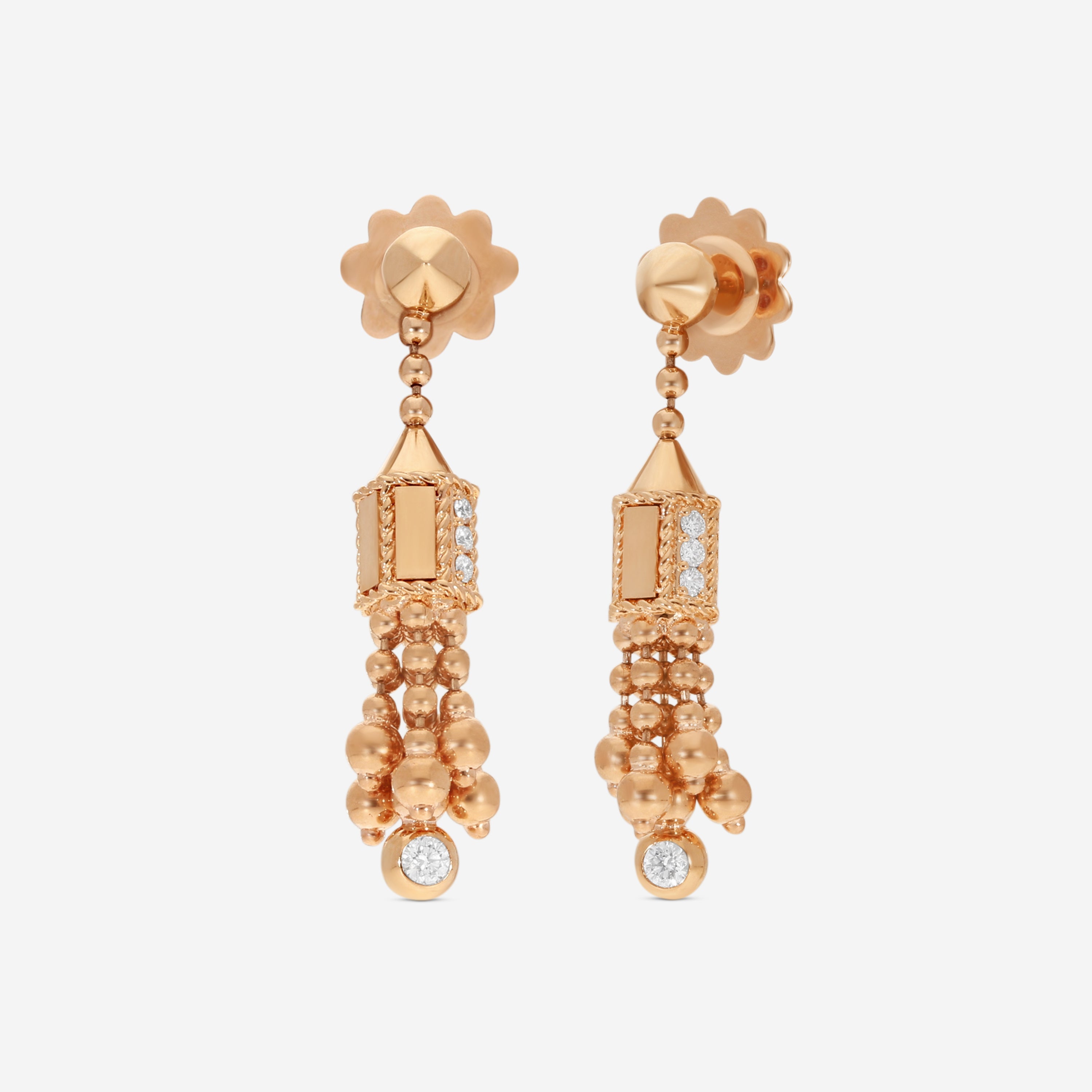 Roberto Coin Art Deco 18K Rose Gold Diamond Tassel Earrings 8883317AXERX