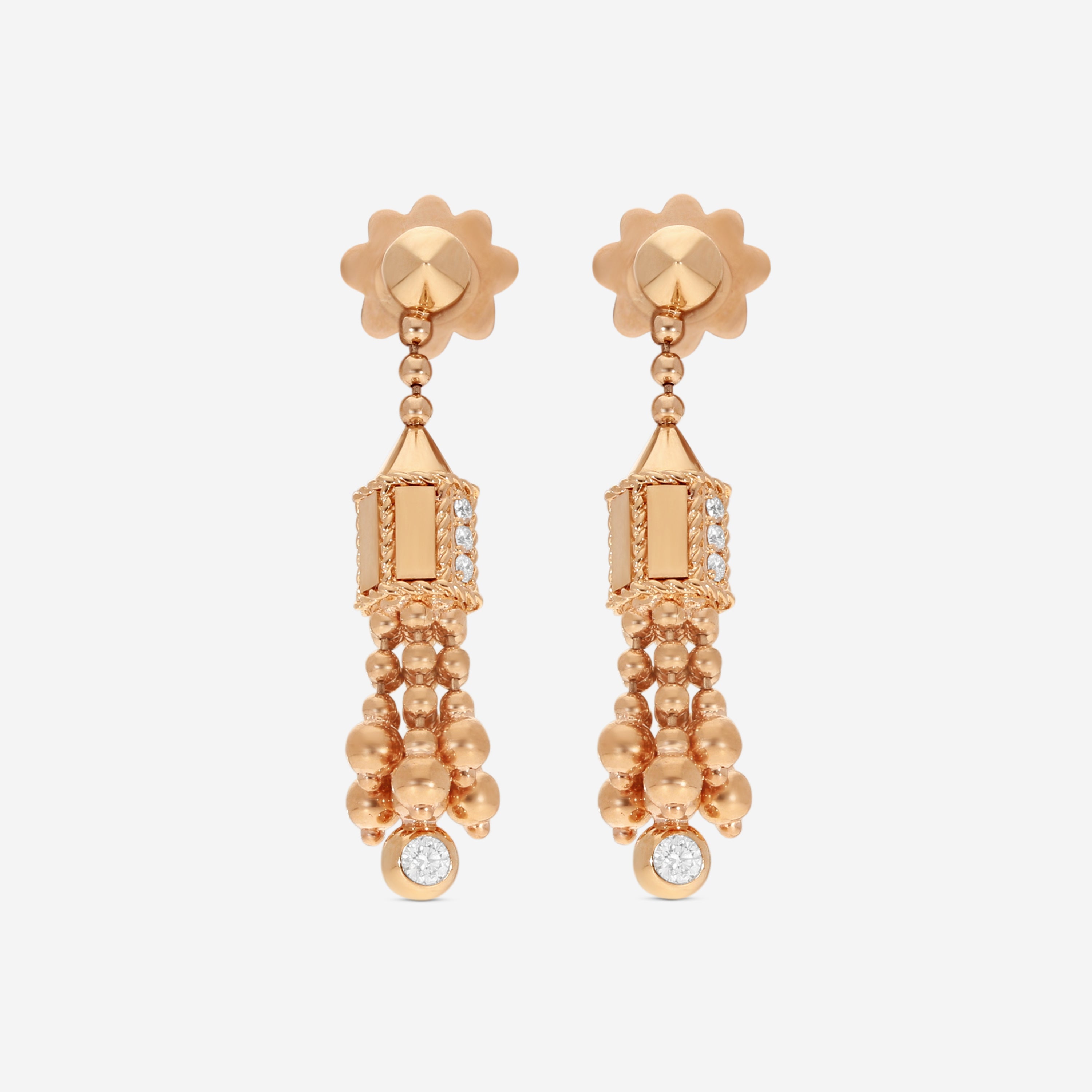 Roberto Coin Art Deco 18K Rose Gold Diamond Tassel Earrings 8883317AXERX — view 2