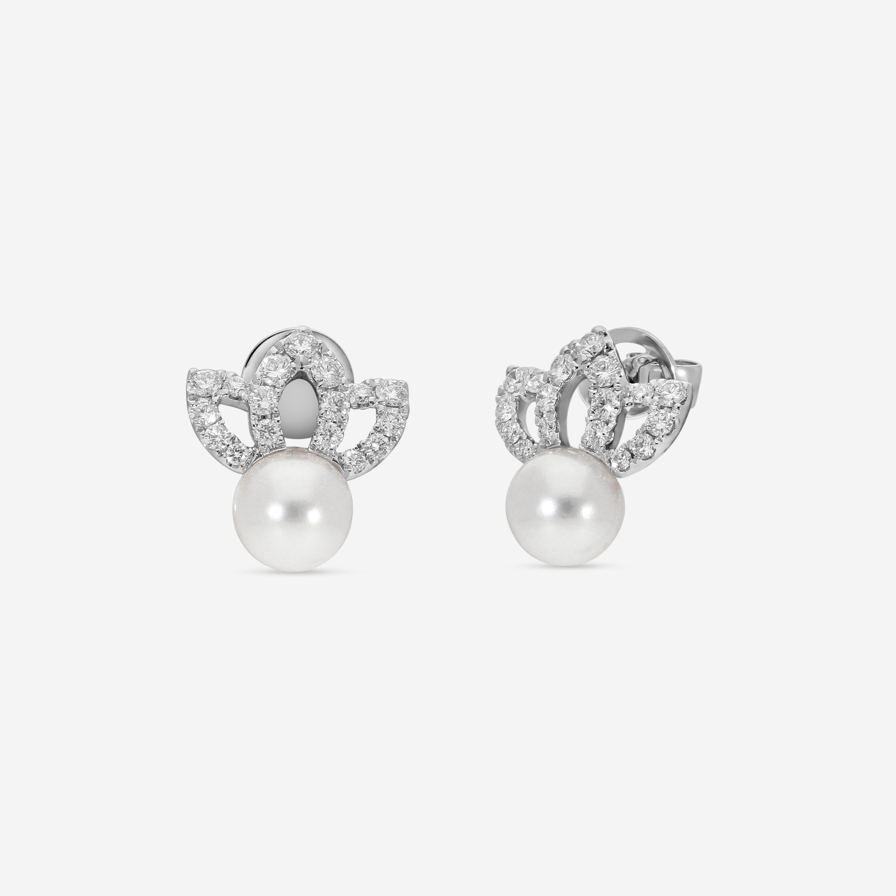 Assael 18K White Gold Diamond & Akoya Cultured Pearl Earrings EADT00001 — view 2