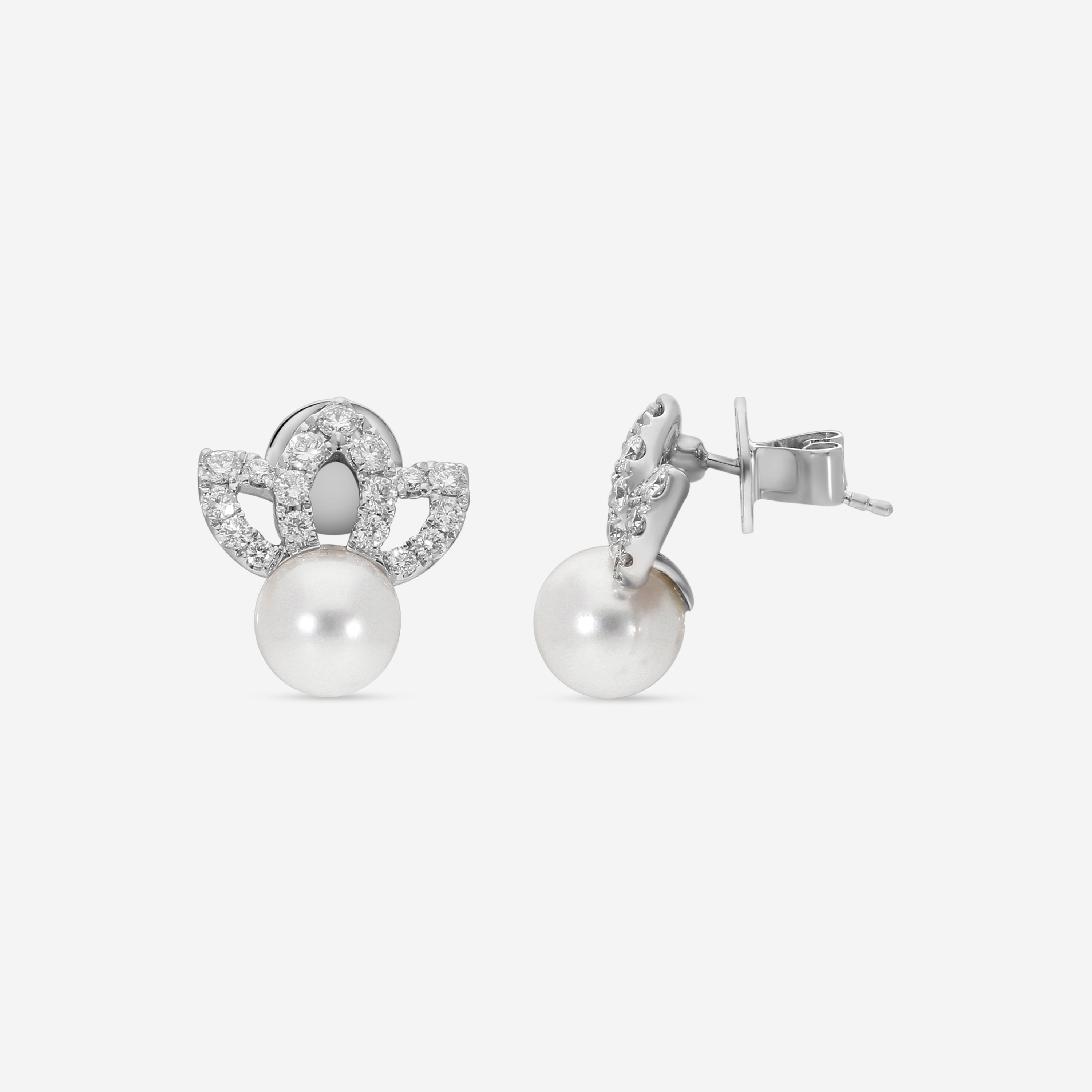 Assael 18K White Gold Diamond & Akoya Cultured Pearl Earrings EADT00001 — view 3