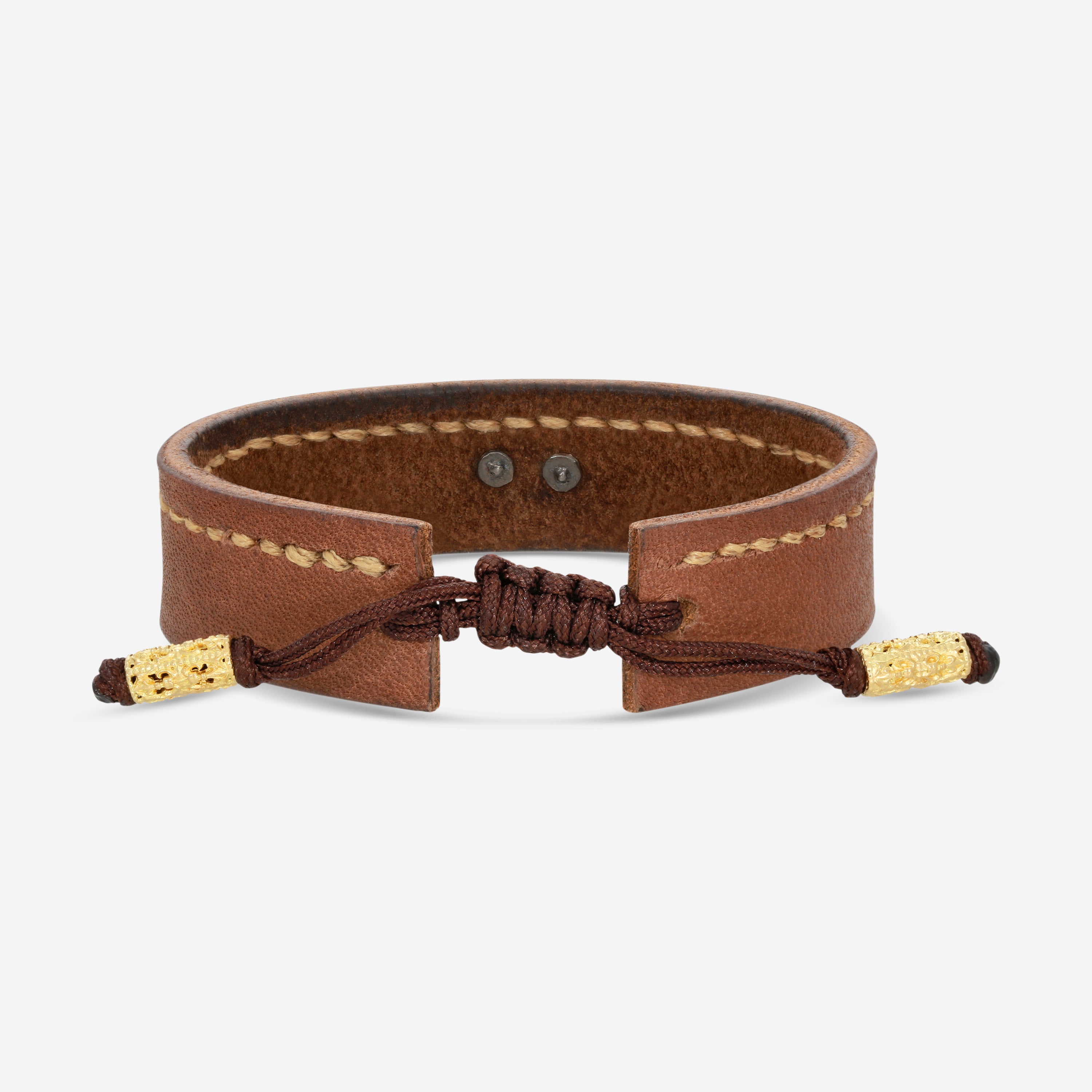 Armenta 18K Yellow Gold, Blackened Sterling Silver & Leather Champagne Diamond Bracelet 18982 — view 3