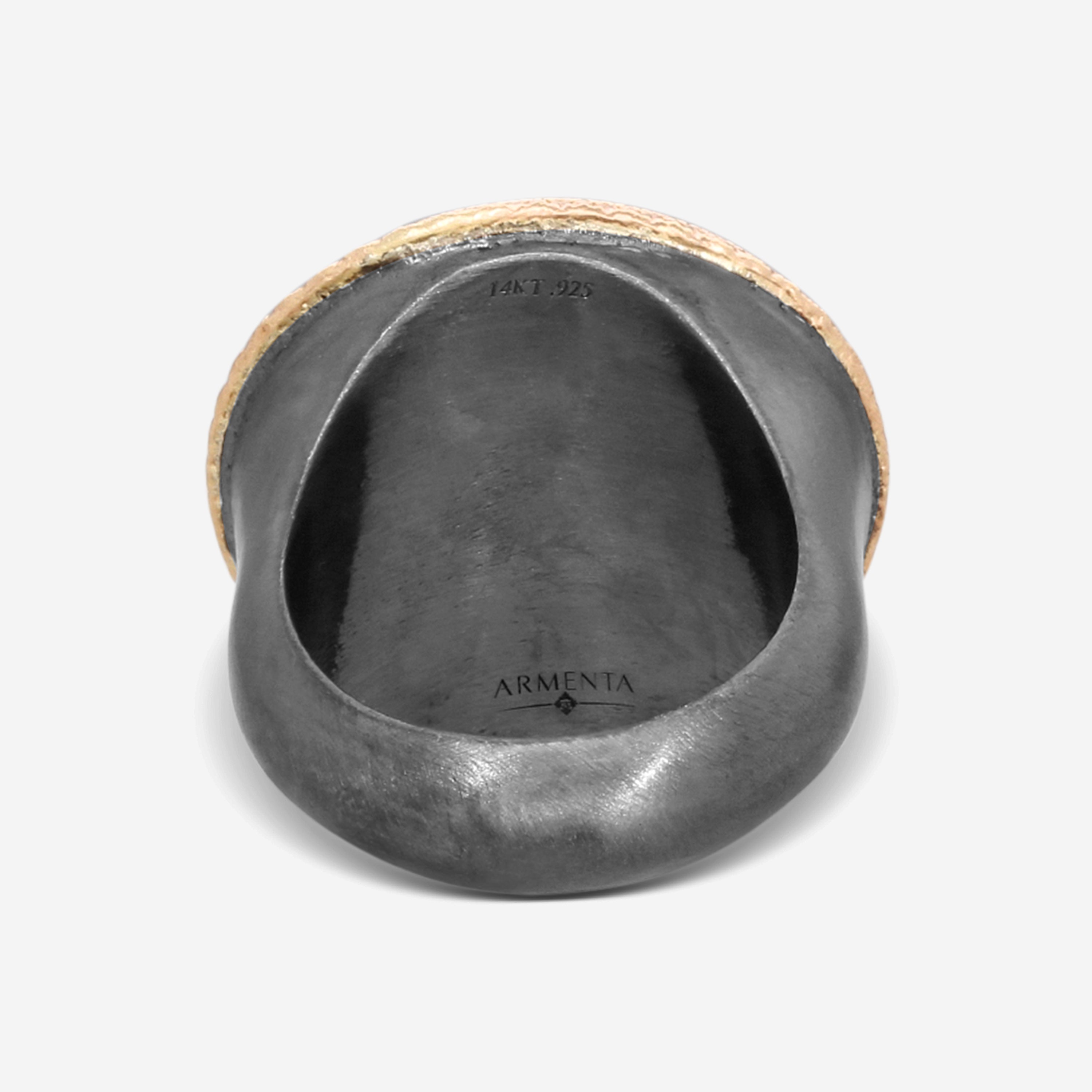 Armenta Men's 14K Rose Gold & Grey Sterling Silver Diamond Cross Statement Ring Sz. 9 20646-1 — view 3