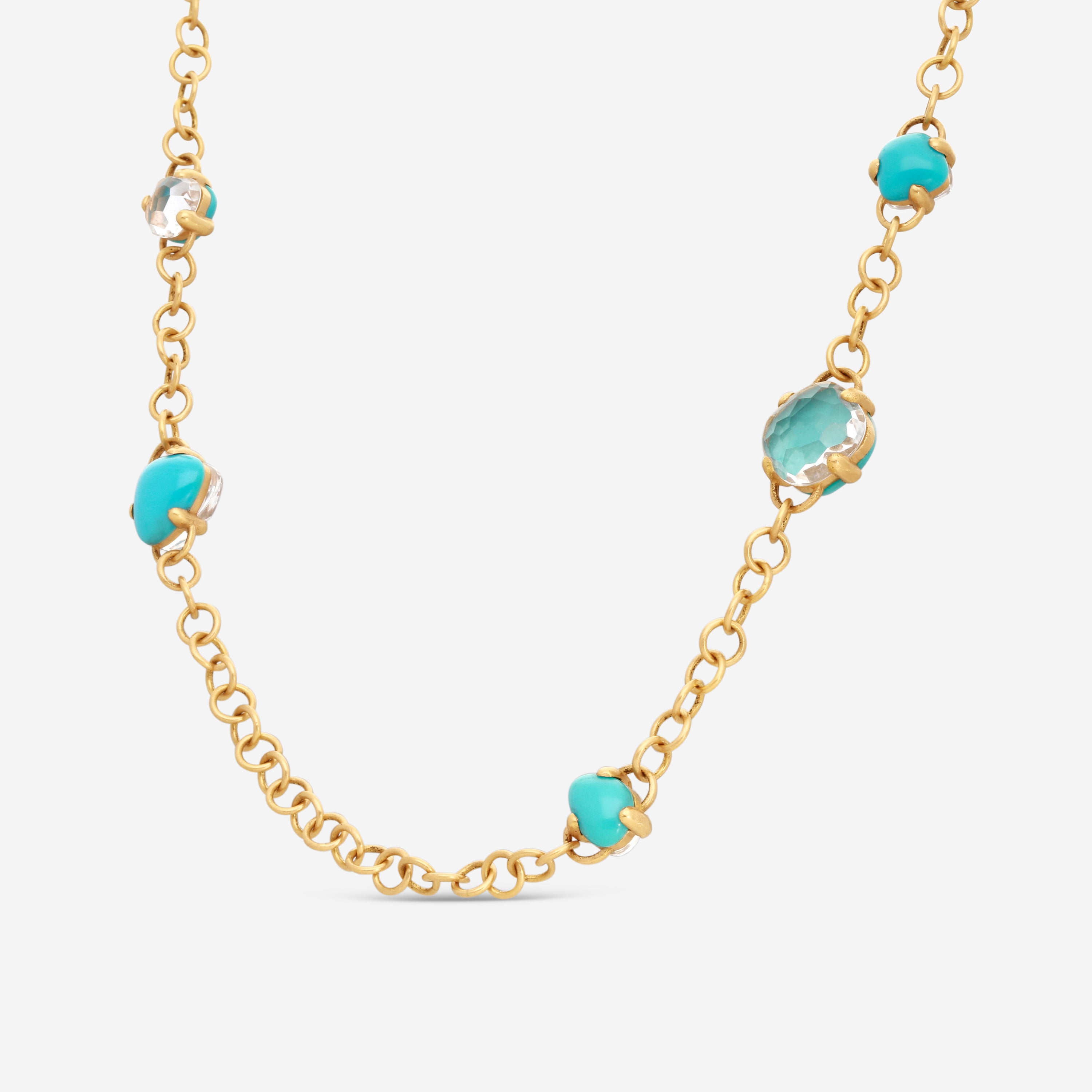 Pomellato 18K Rose Gold Turquoise & Rocca Crystal Necklace A131 — view 2