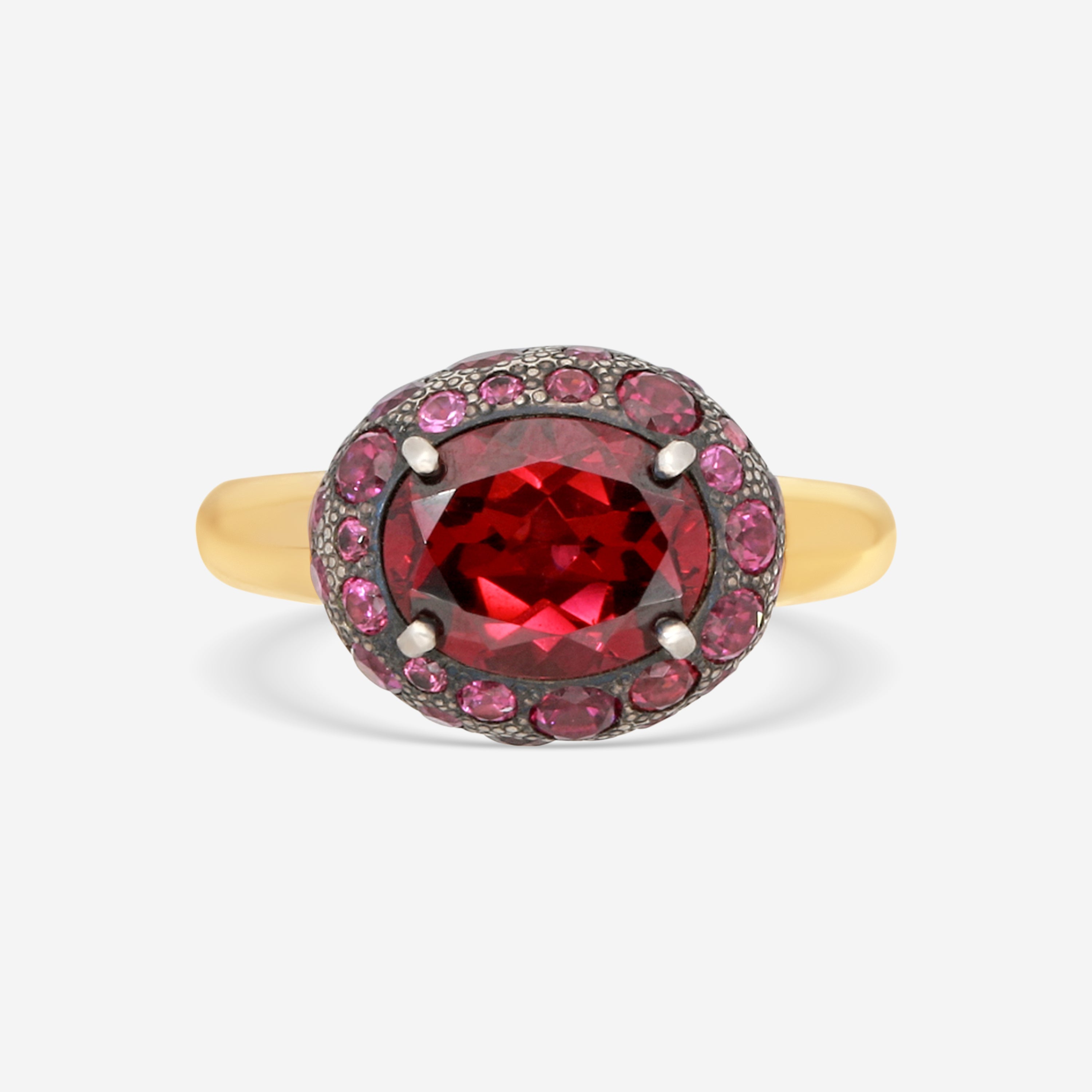 Pomellato Tabou 18K Yellow Gold Garnet & Rhodolite Ring Sz. 6.5 A9081A/A/07GR — view 1