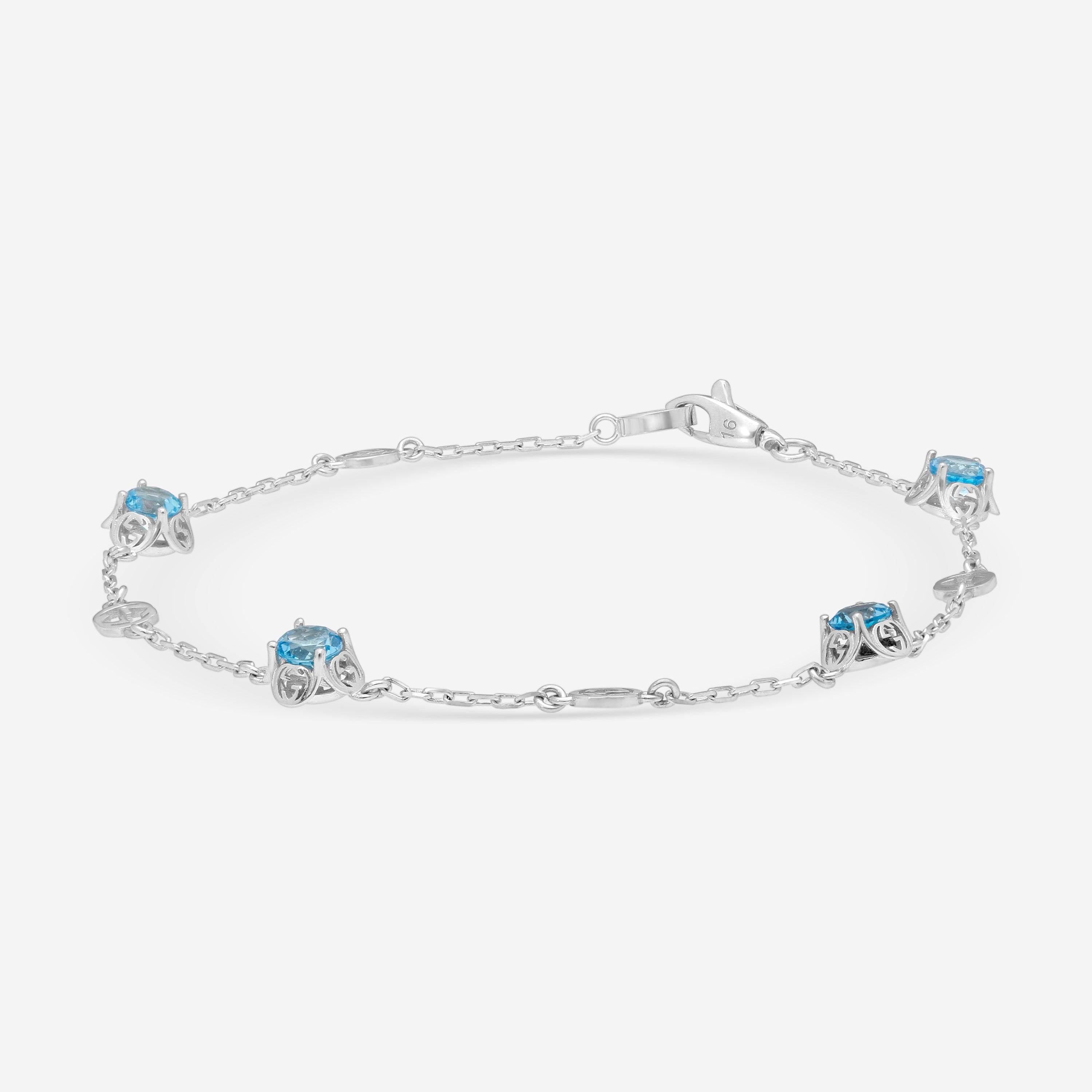 Gucci Interlocking G 18K White Gold Topaz Chain Bracelet YBA662430002016 — view 2