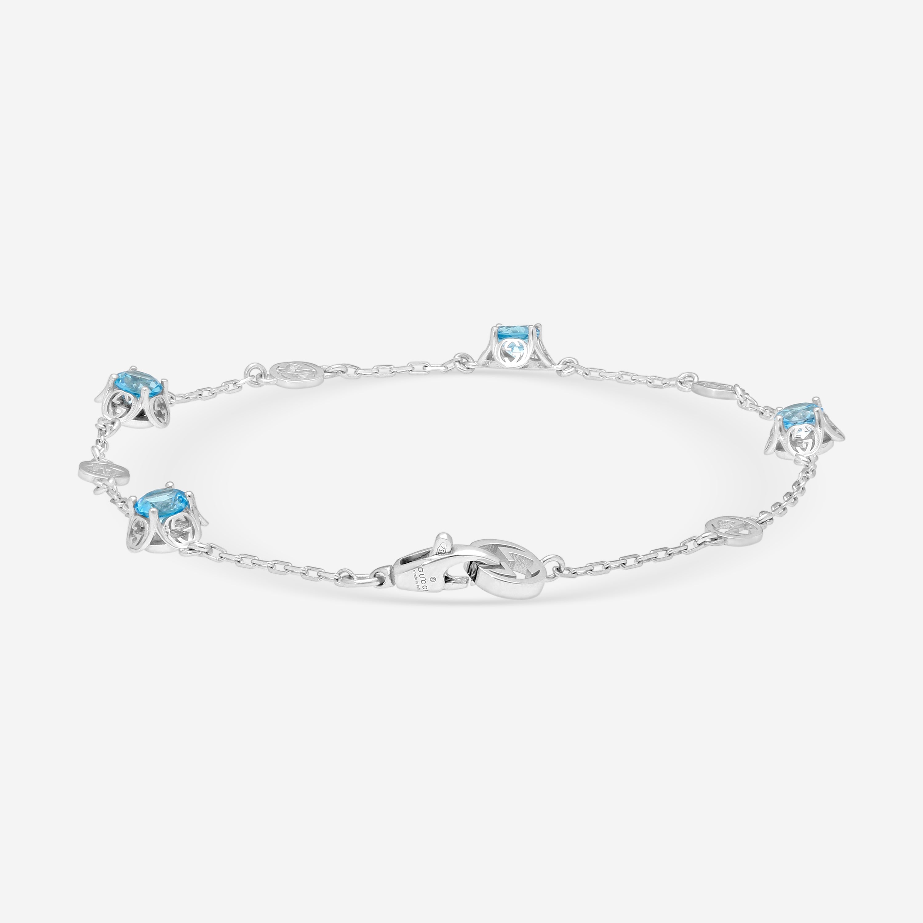 Gucci Interlocking G 18K White Gold Topaz Chain Bracelet YBA662430002016 — view 3