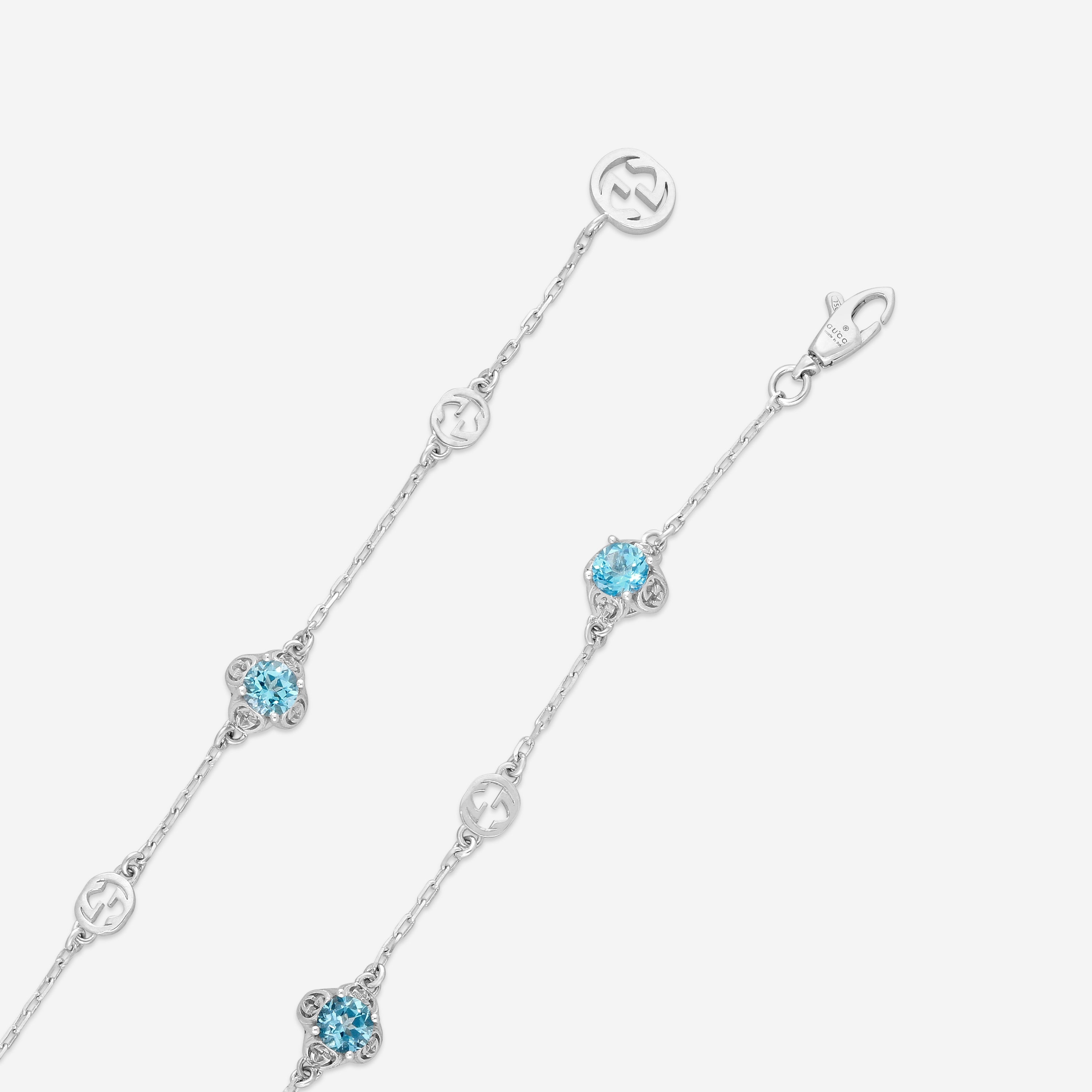 Gucci Interlocking G 18K White Gold Topaz Chain Bracelet YBA662430002016 — view 4