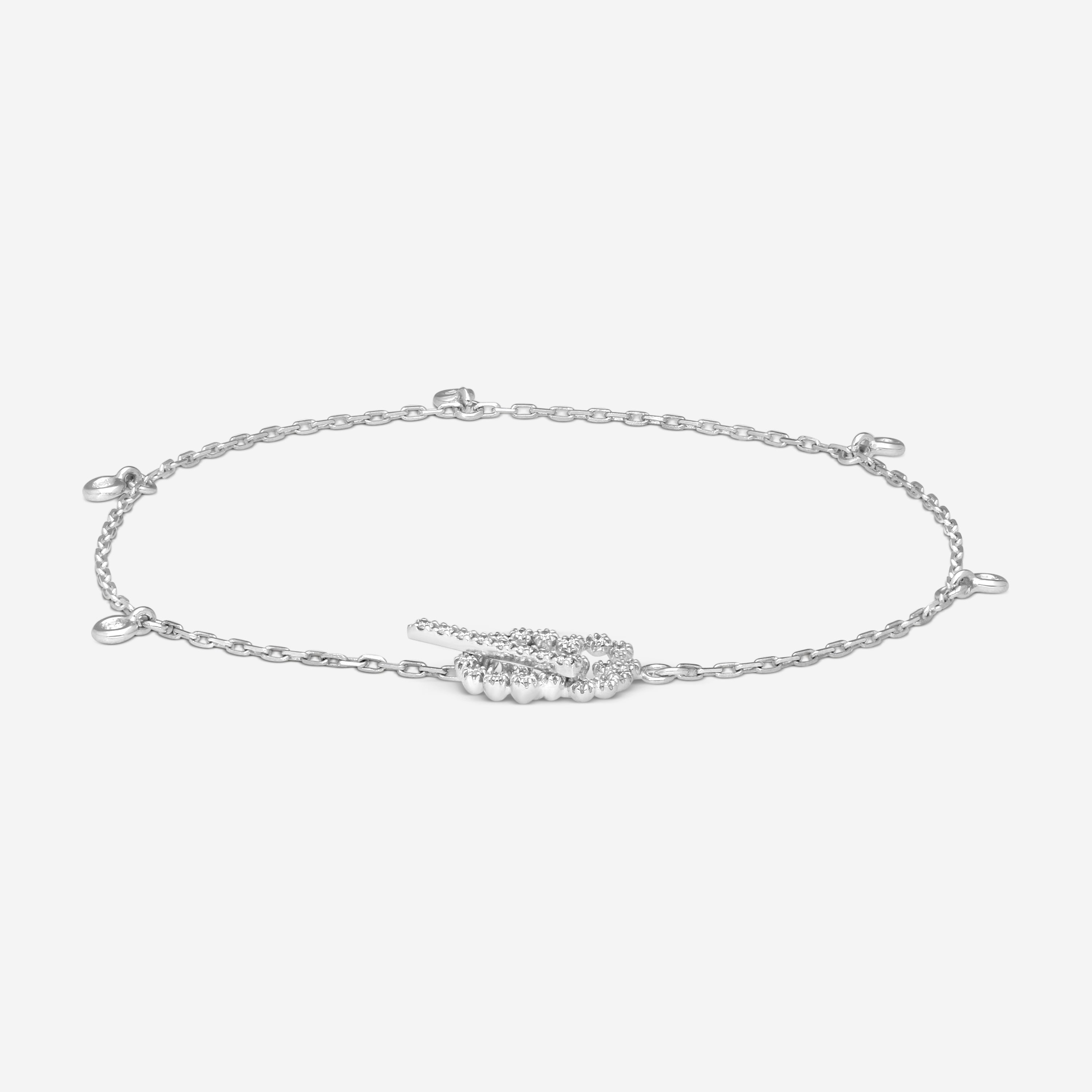 Gucci GG Running 18K White Gold Diamond Charm Bracelet YBA481671002018 — view 3