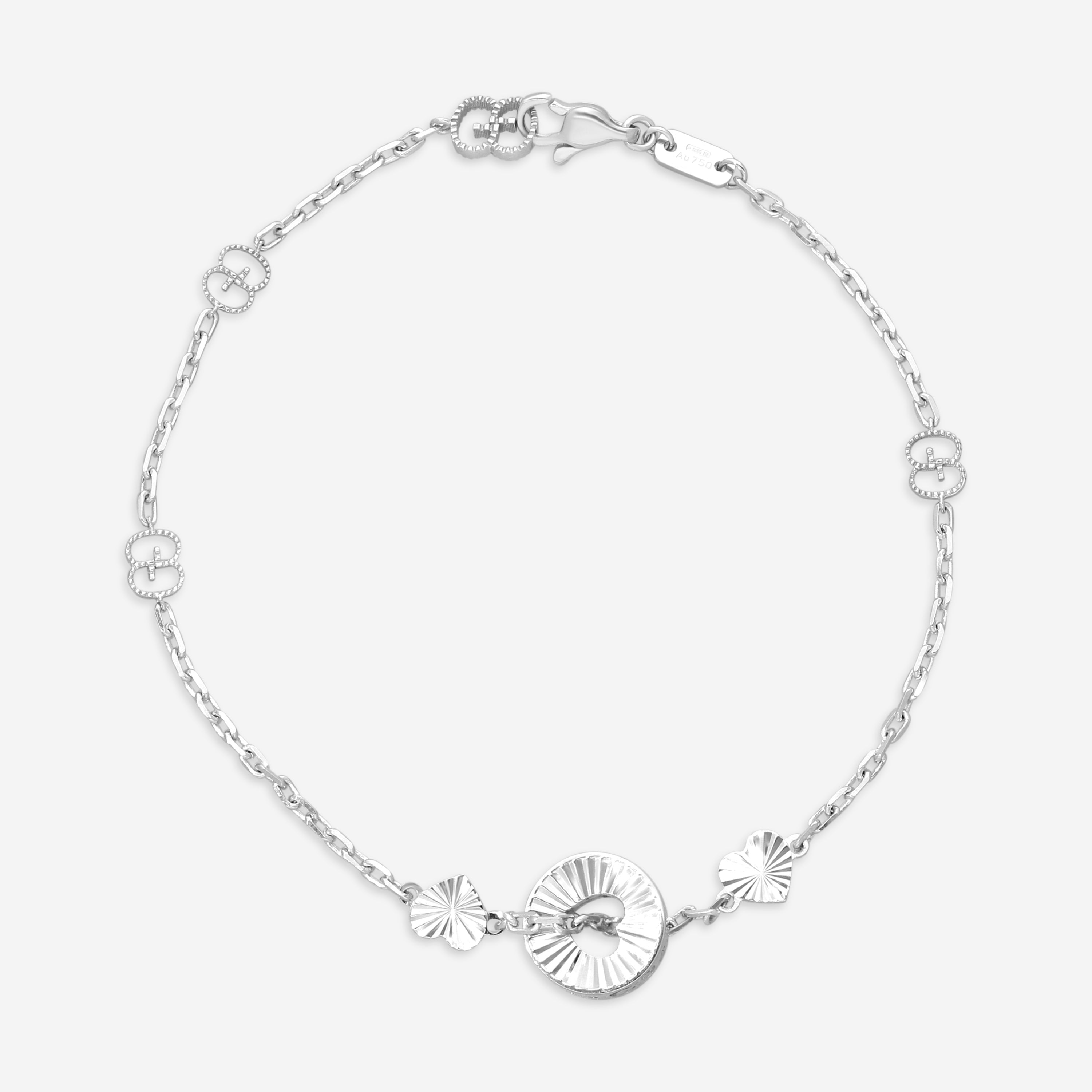 Gucci Icon Heart 18K White Gold Bracelet YBA729383002016