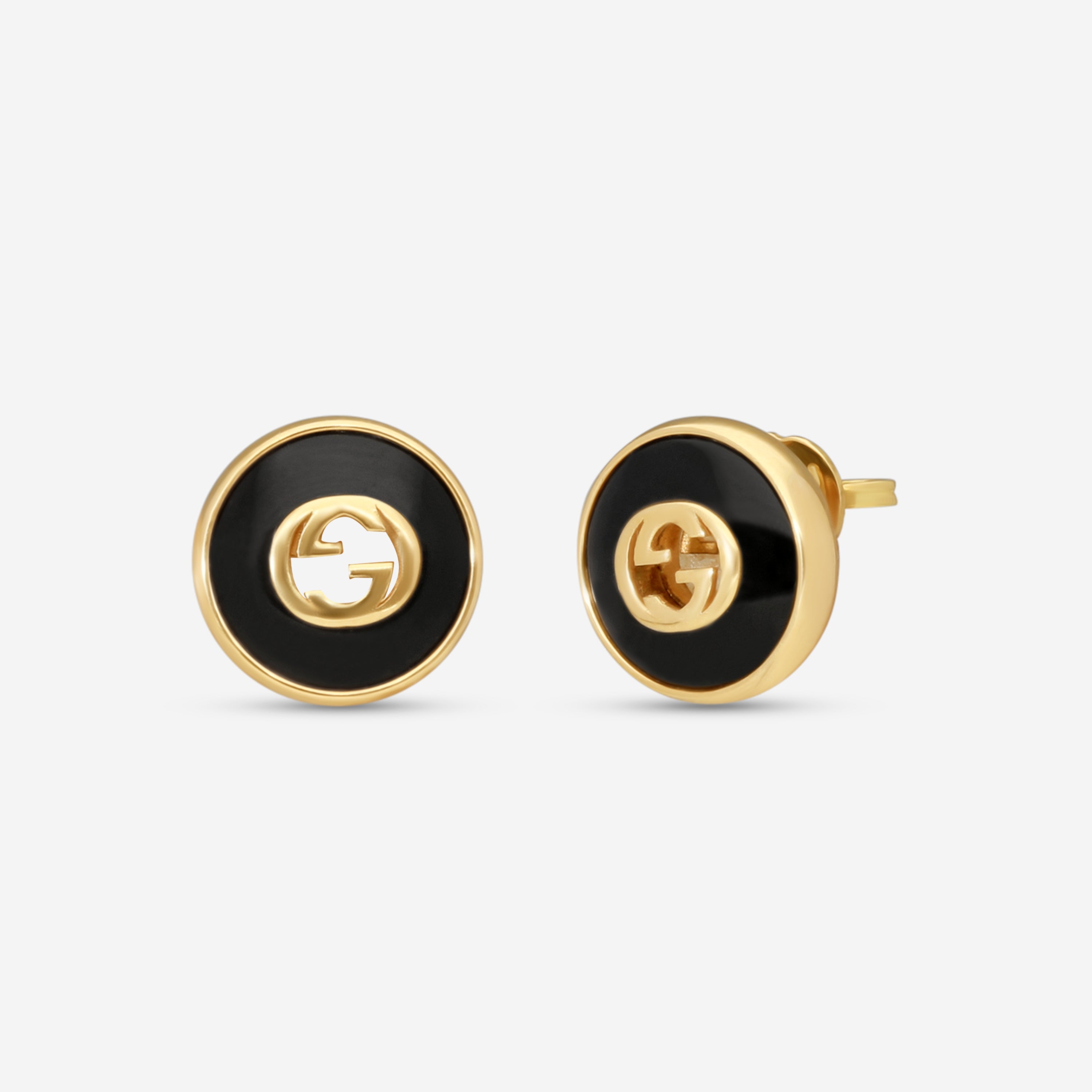 Gucci 18K Yellow Gold Onyx Stud Earrings YBD78655400100U — view 2